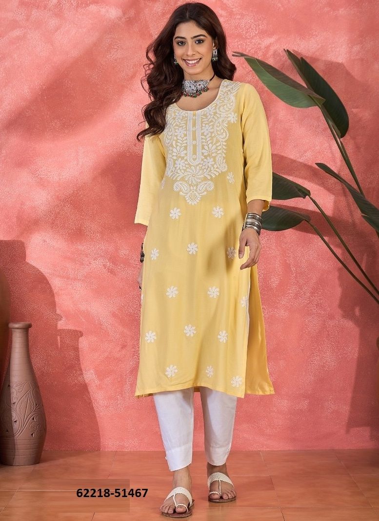 WHITE RAYON THREAD WORK - Catalog # 62218 (Set of 10 Readymade Women's Kurtis / Tops) by Aabharan WHITE RAYON THREAD WORK - Catalog # 62218 (Set of 10 Readymade Women's Kurtis / Tops) by Aabharan
