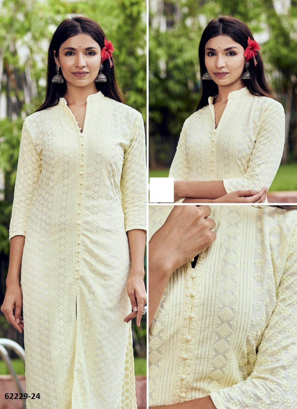 LUCKNOWI - Catalog # 62229 (Set of 4 SIZE-SETS [Readymade Women's Kurtis / Tops]) by Desi Muse