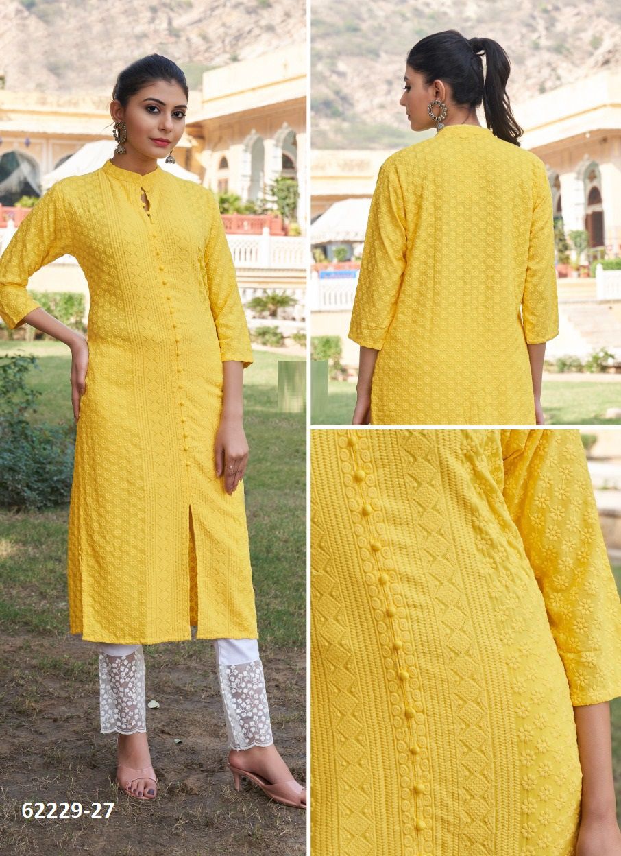 LUCKNOWI - Catalog # 62229 (Set of 4 SIZE-SETS [Readymade Women's Kurtis / Tops]) by Desi Muse