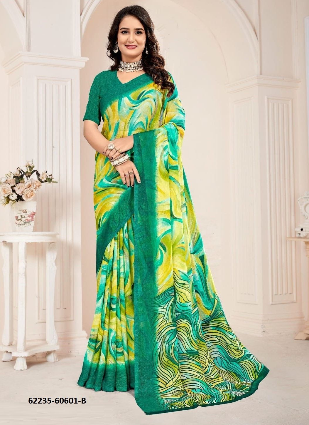 STAR CHIFFON 221 - Catalog # 62235 (Set of 12 Sarees) by Ruchi Sarees