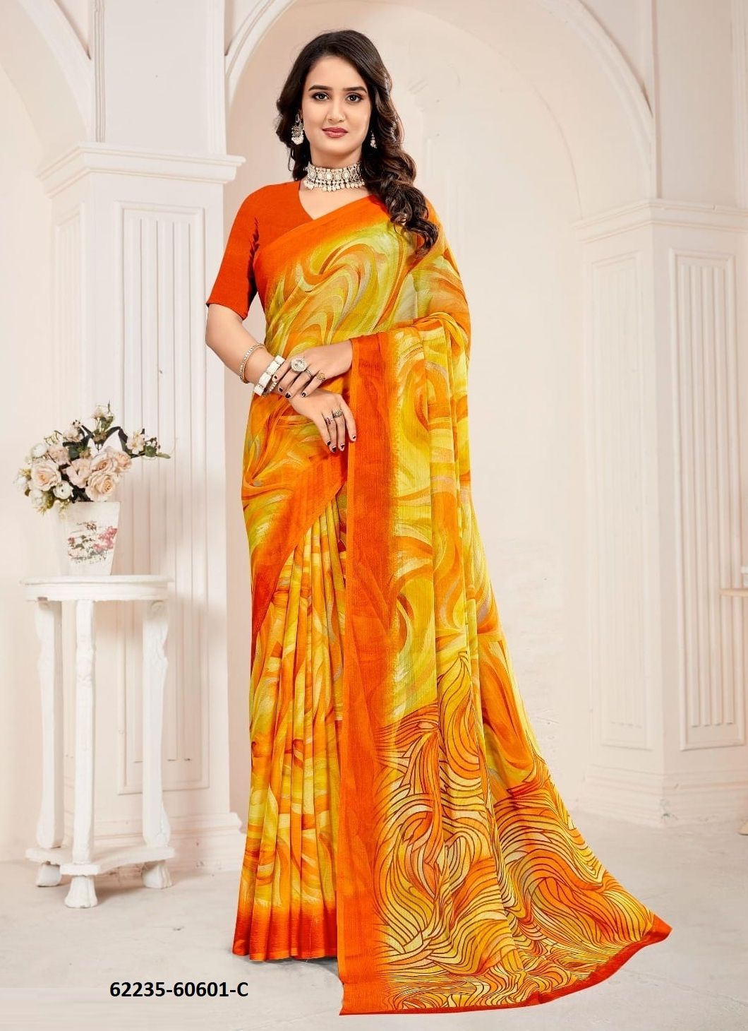 STAR CHIFFON 221 - Catalog # 62235 (Set of 12 Sarees) by Ruchi Sarees