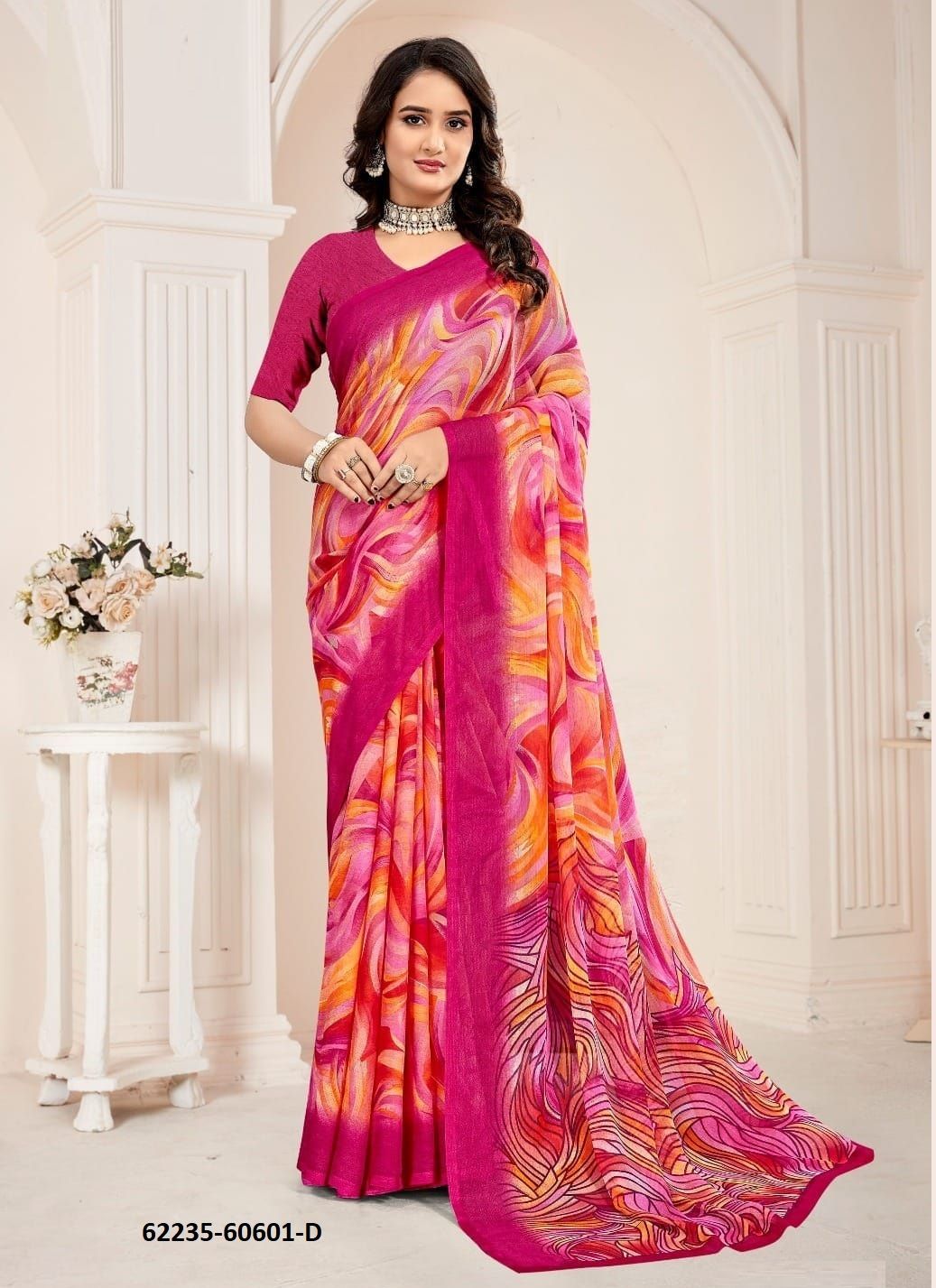 STAR CHIFFON 221 - Catalog # 62235 (Set of 12 Sarees) by Ruchi Sarees