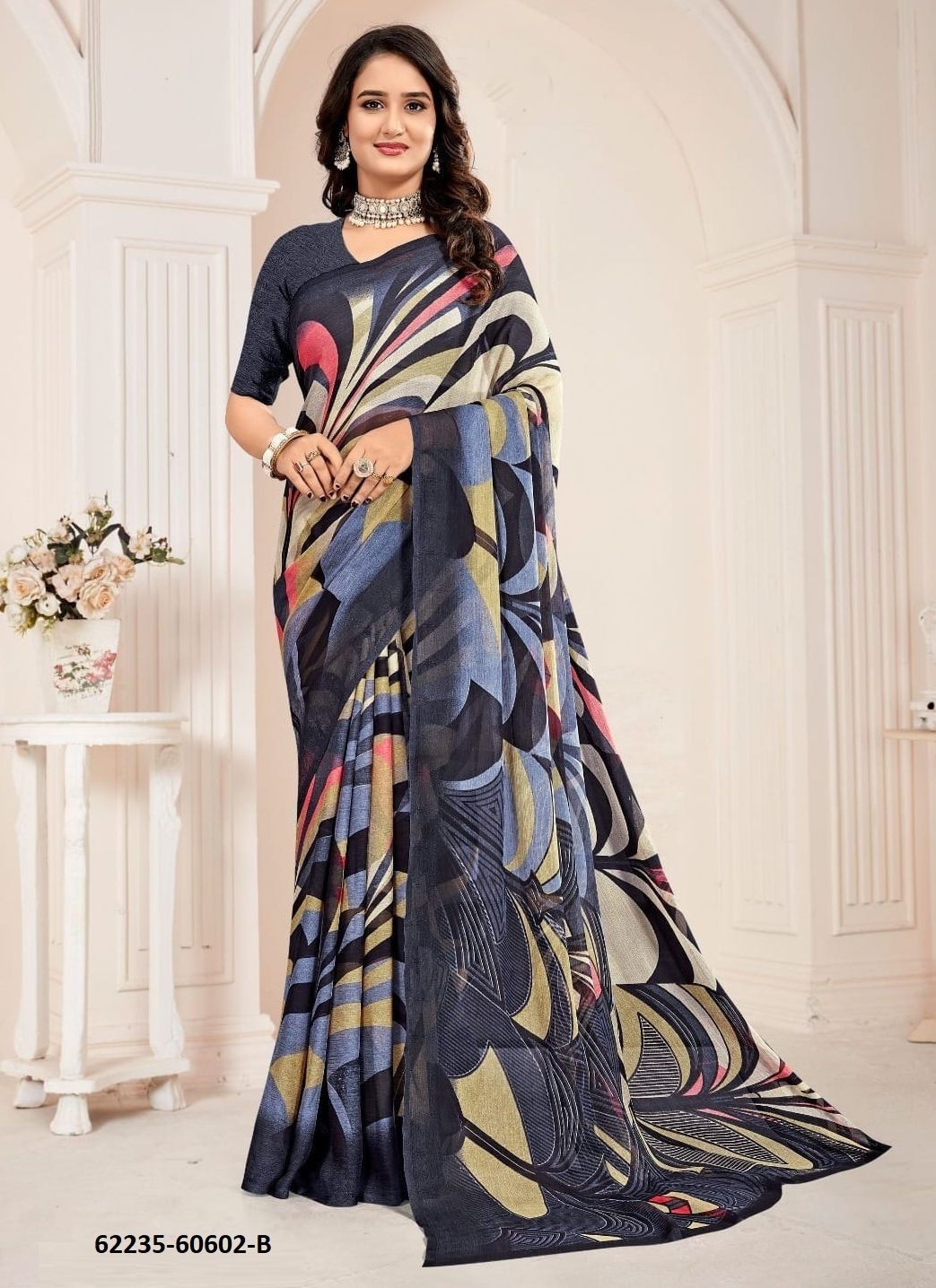 STAR CHIFFON 221 - Catalog # 62235 (Set of 12 Sarees) by Ruchi Sarees