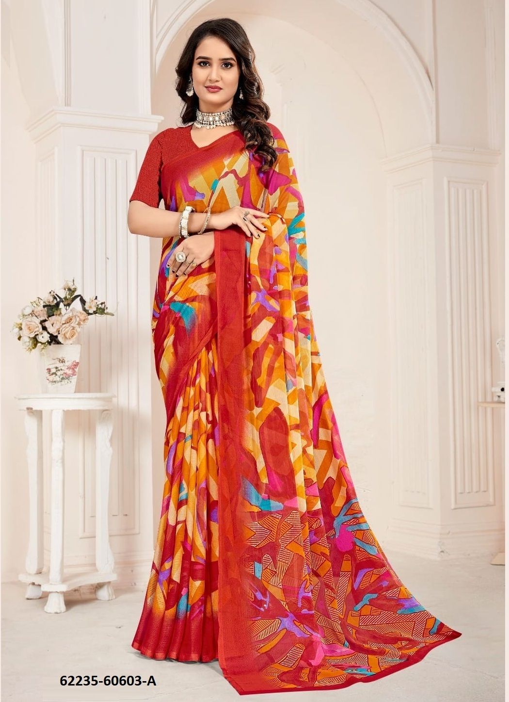 STAR CHIFFON 221 - Catalog # 62235 (Set of 12 Sarees) by Ruchi Sarees