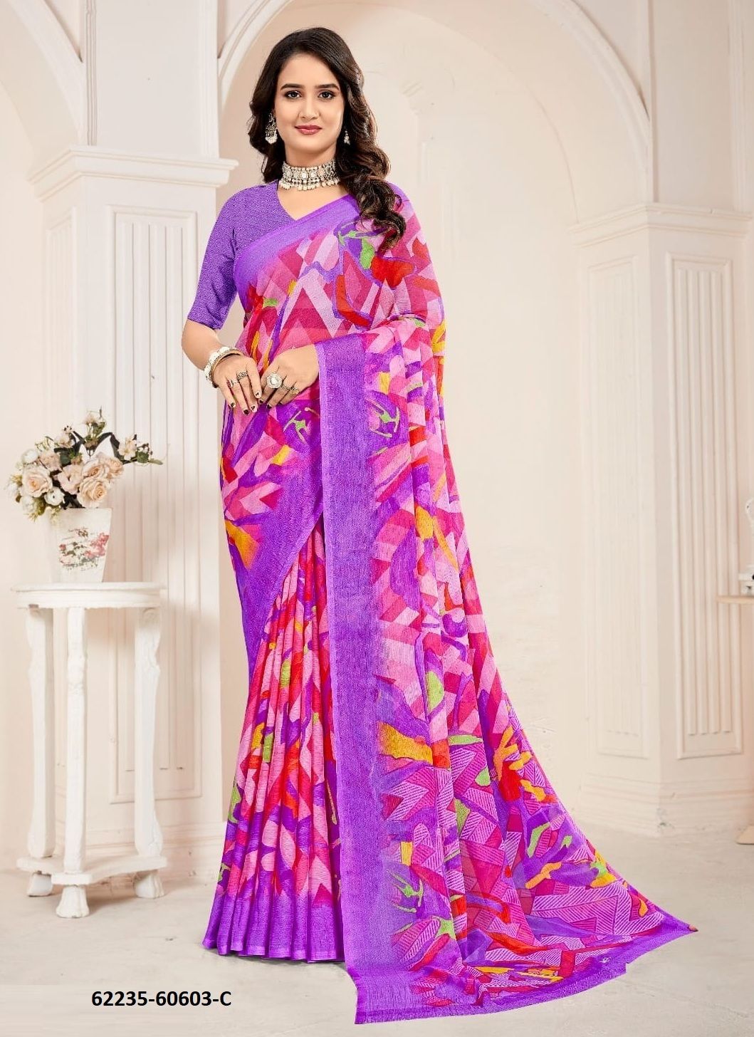 STAR CHIFFON 221 - Catalog # 62235 (Set of 12 Sarees) by Ruchi Sarees