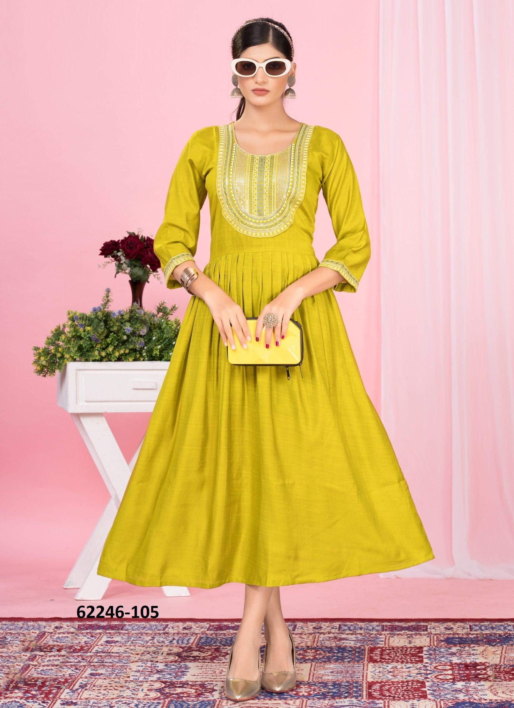 YAMIKA - Catalog # 62246 (Set of 6 Readymade Women's Kurtis / Tops) by Dee Cee
