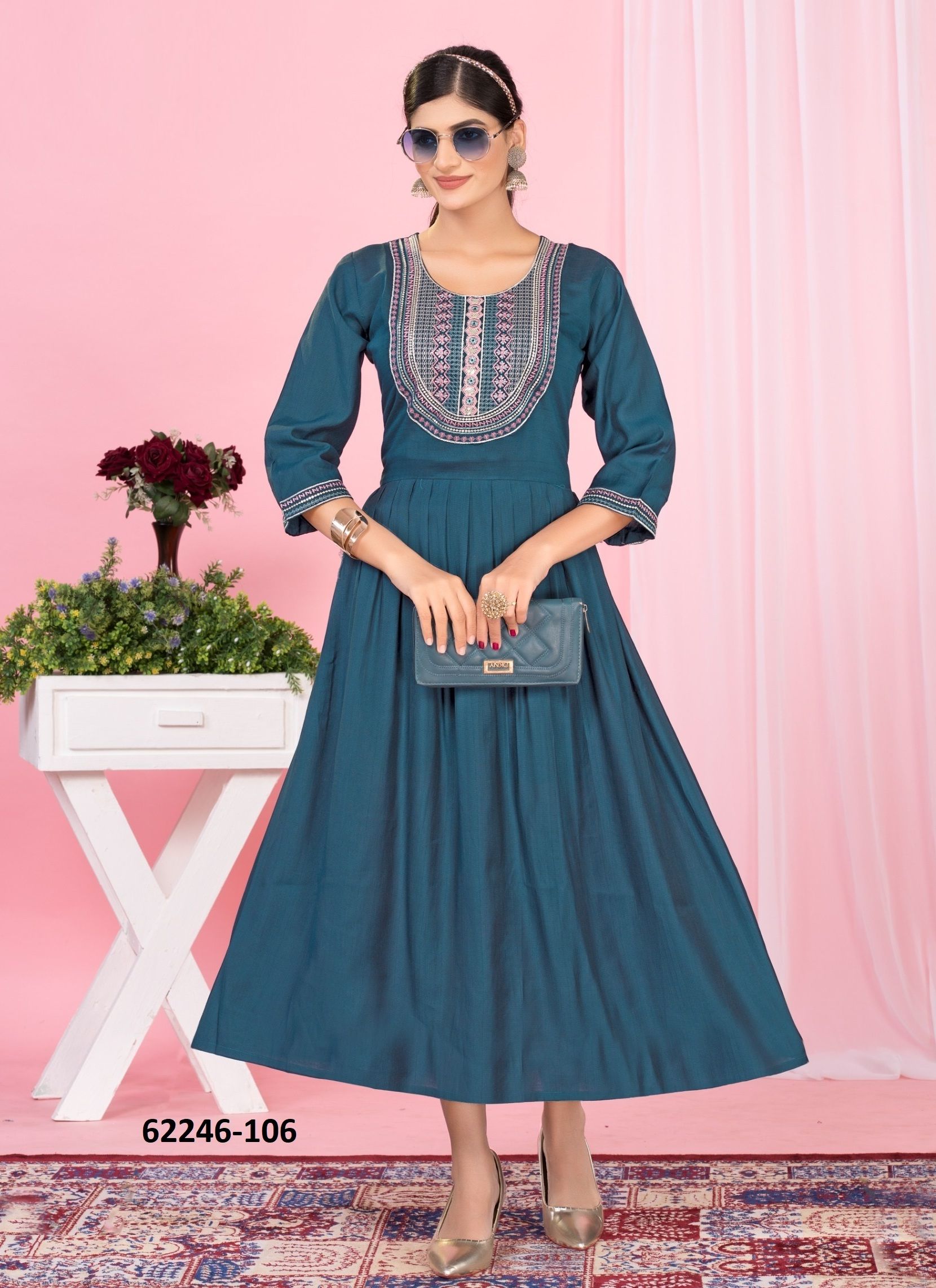 YAMIKA - Catalog # 62246 (Set of 6 Readymade Women's Kurtis / Tops) by Dee Cee