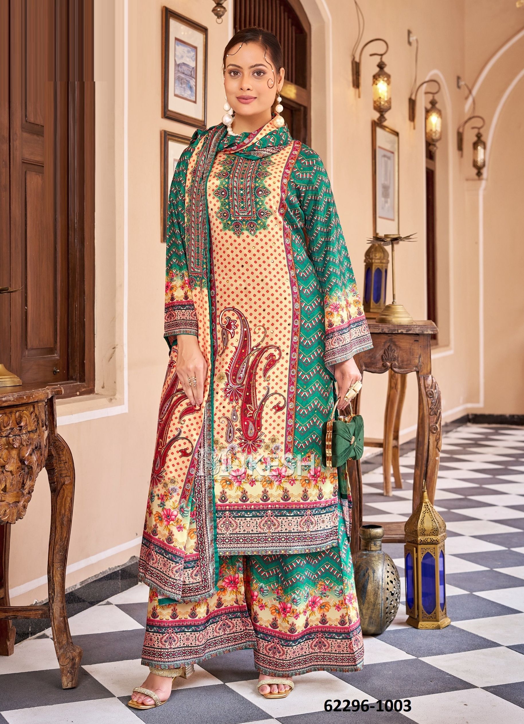 FATIMA - Catalog # 62296 (Set of 6 Readymade Salwar Suits) by Mukesh