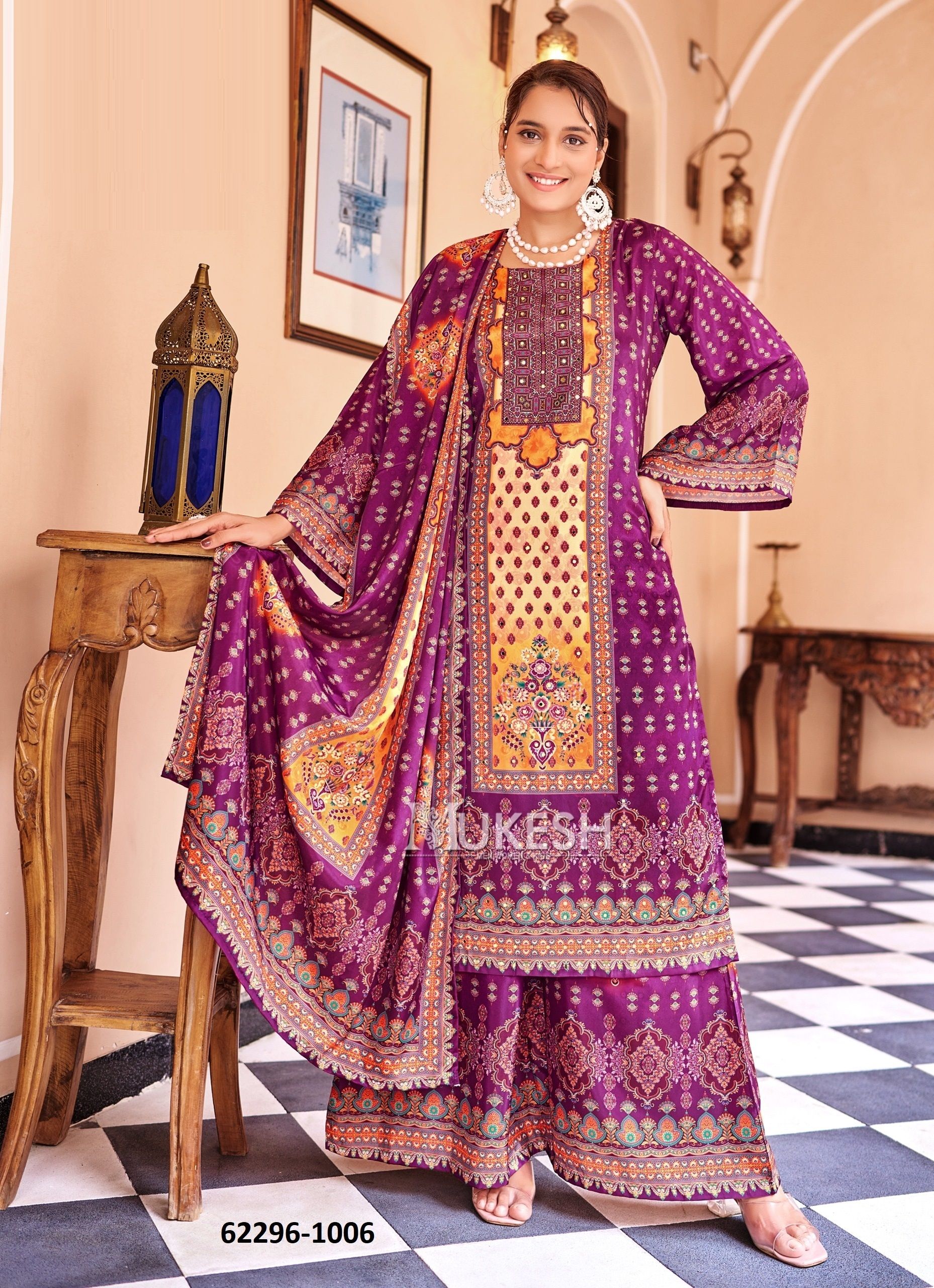 FATIMA - Catalog # 62296 (Set of 6 Readymade Salwar Suits) by Mukesh