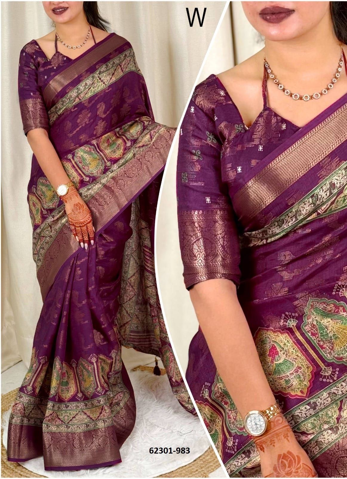 PAALKI - Catalog # 62301 (Set of 6 Sarees) by Desi Muse