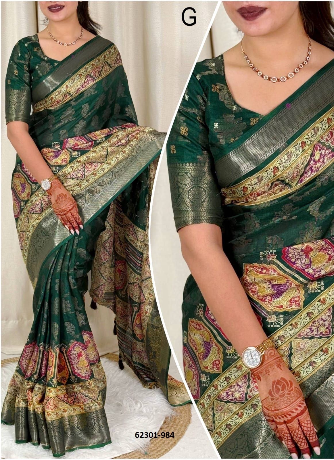 PAALKI - Catalog # 62301 (Set of 6 Sarees) by Desi Muse