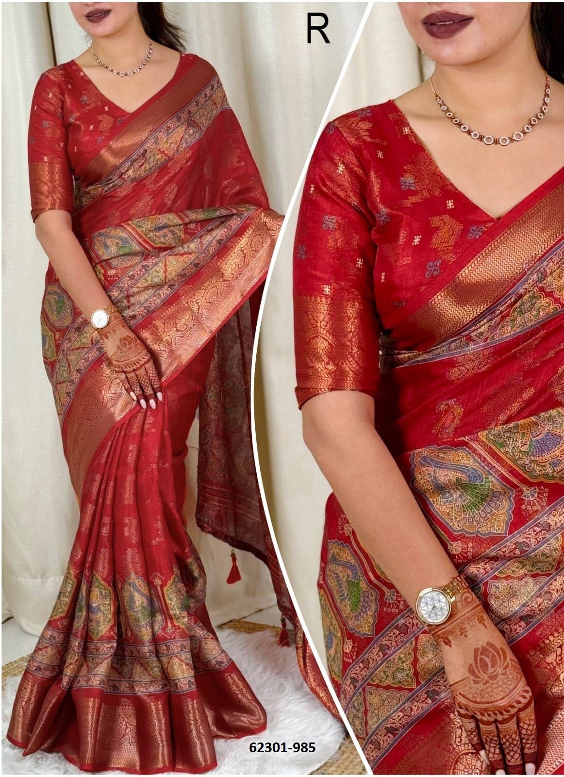 PAALKI - Catalog # 62301 (Set of 6 Sarees) by Desi Muse