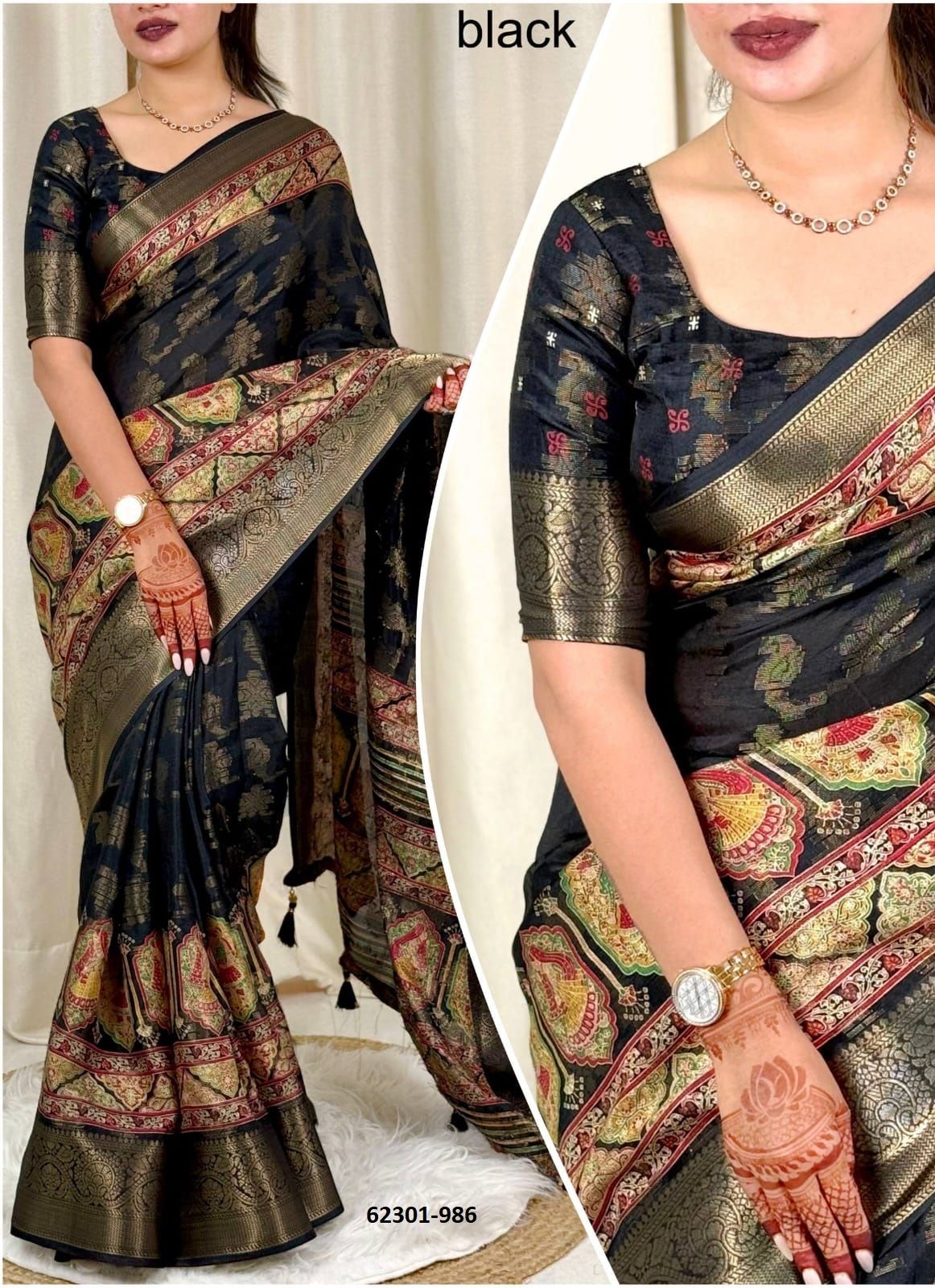 PAALKI - Catalog # 62301 (Set of 6 Sarees) by Desi Muse