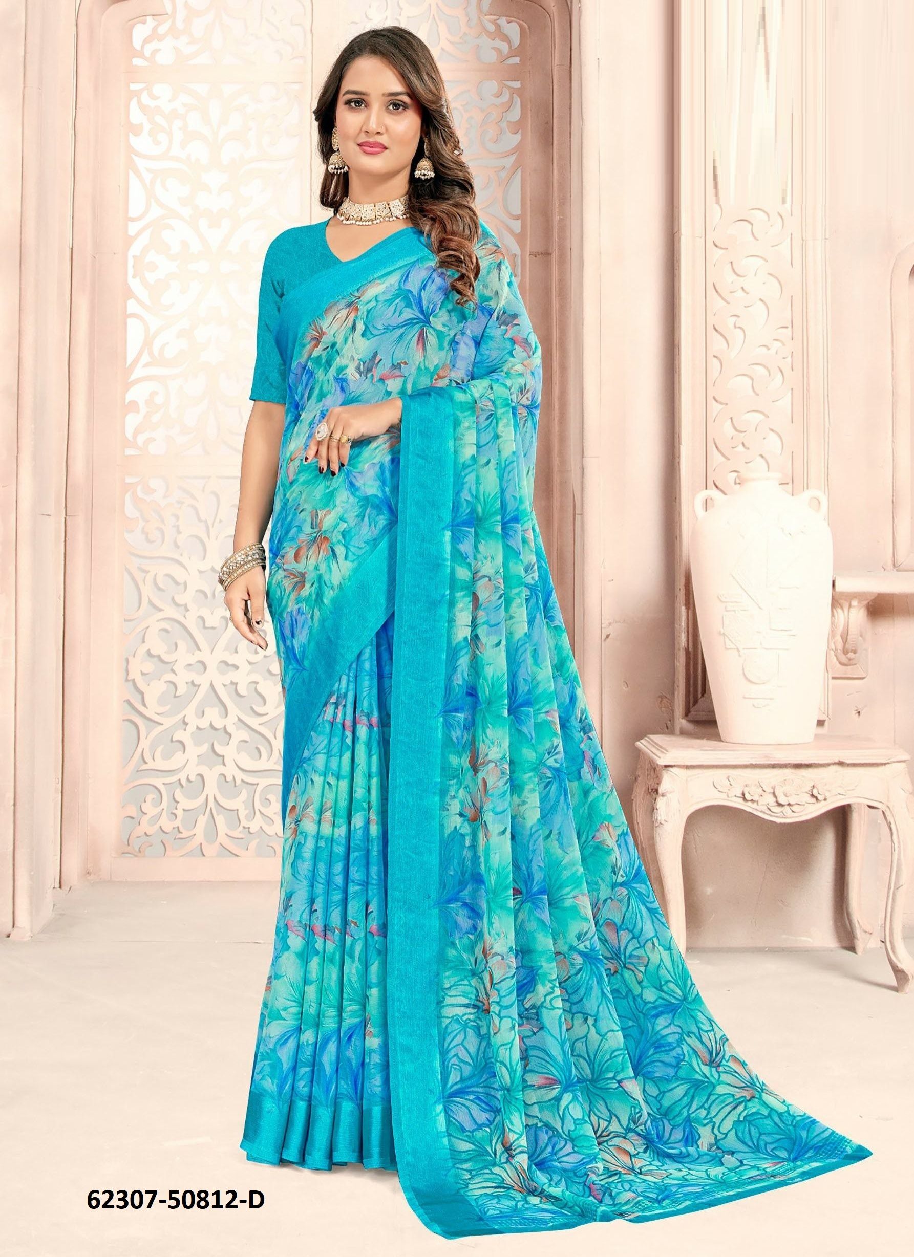 RAAGA GEORGETTE 30 - Catalog # 62307 (Set of 6 Sarees) by Ruchi Sarees