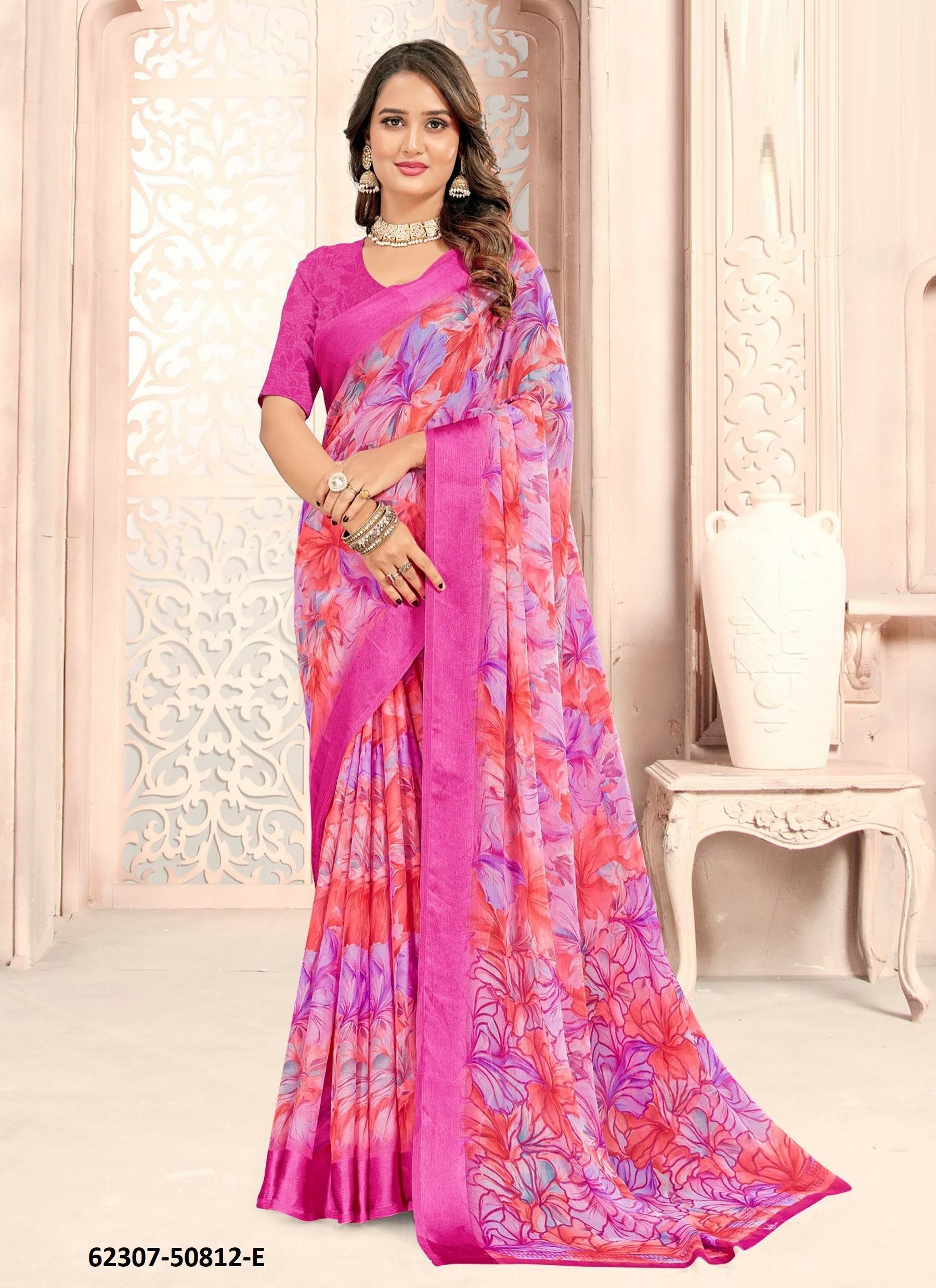 RAAGA GEORGETTE 30 - Catalog # 62307 (Set of 6 Sarees) by Ruchi Sarees