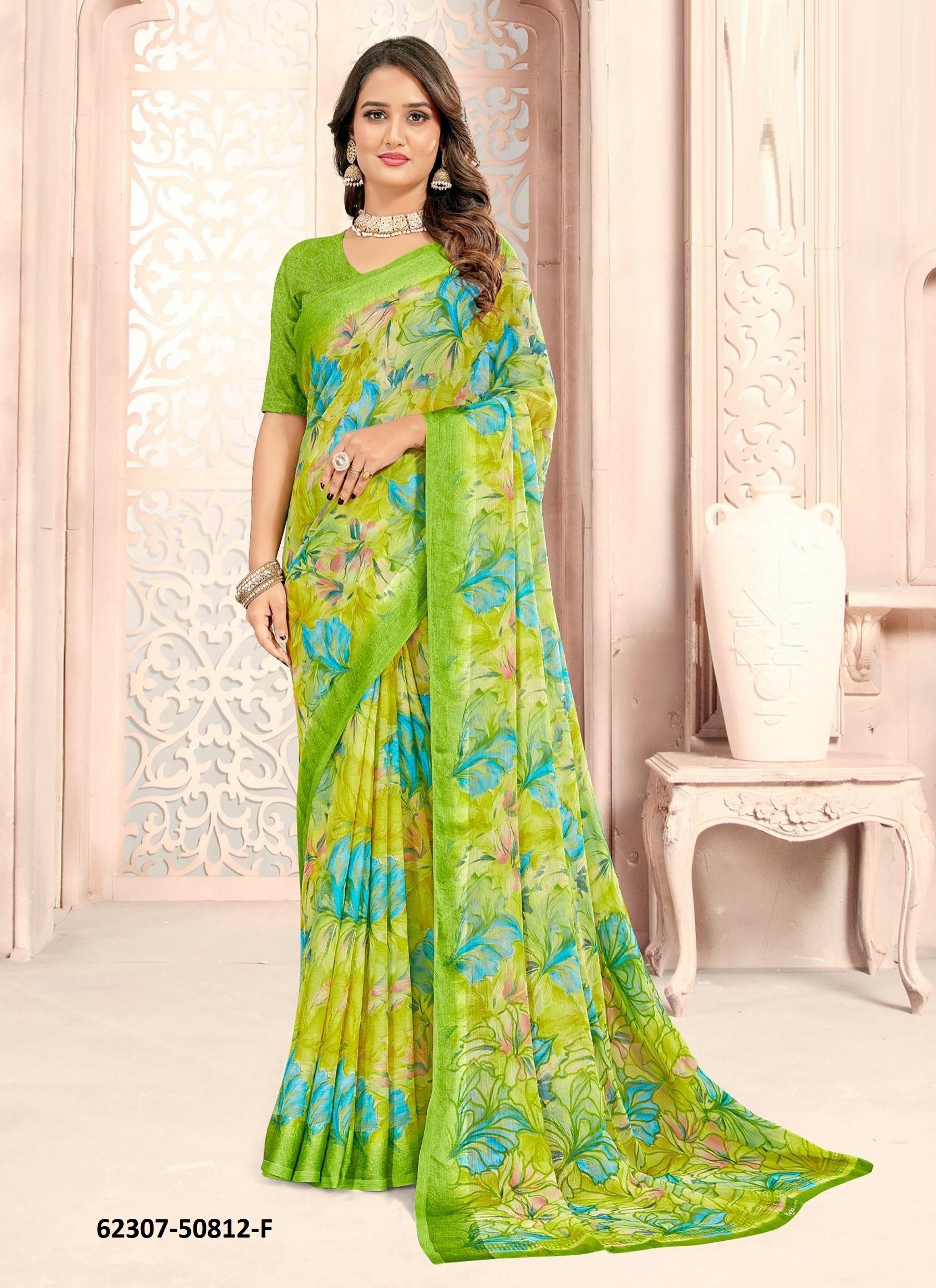 RAAGA GEORGETTE 30 - Catalog # 62307 (Set of 6 Sarees) by Ruchi Sarees