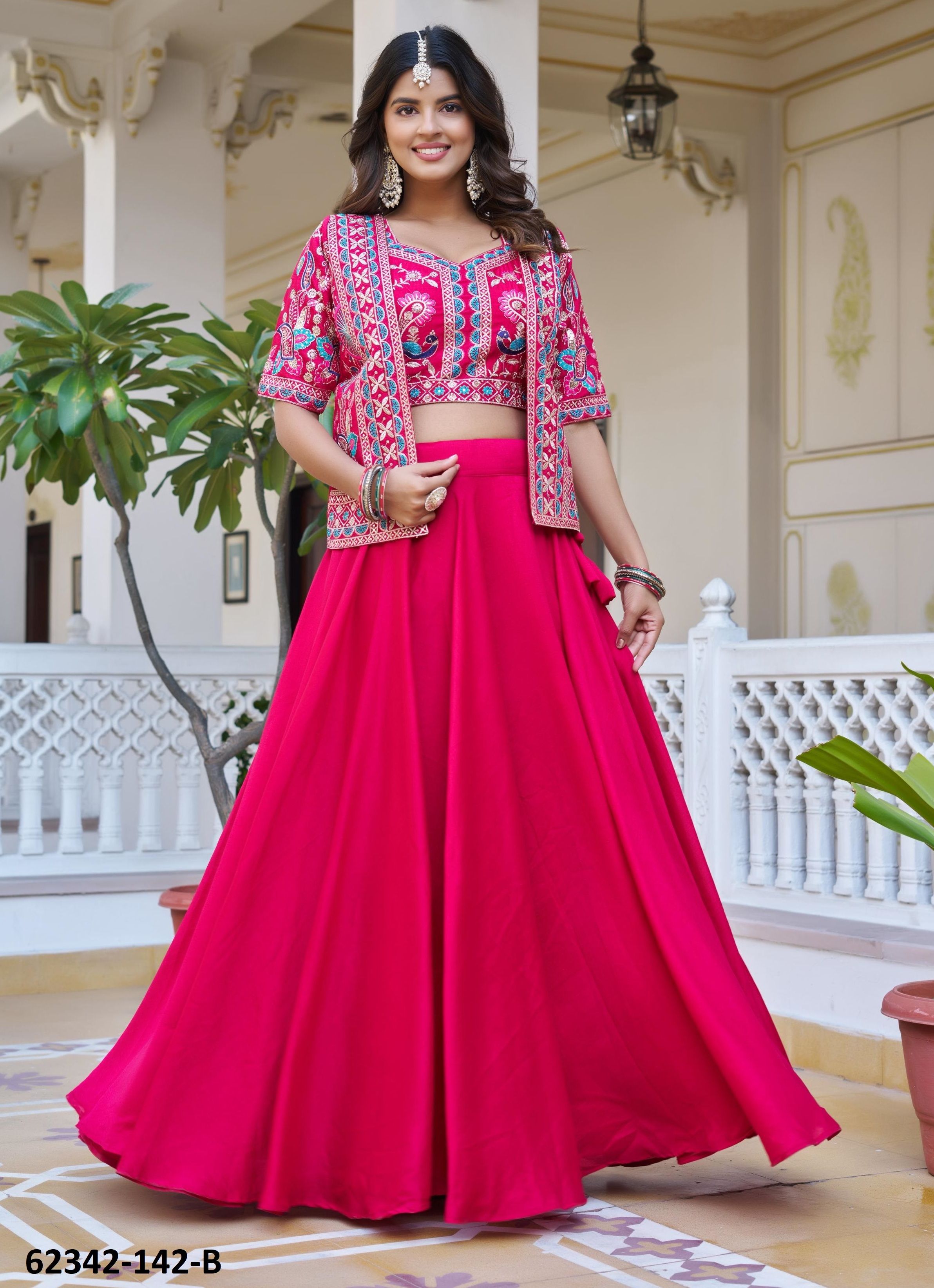 SERIES 142 - Catalog # 62342 (Set of 2 Readymade Lehengas) by Desi Muse