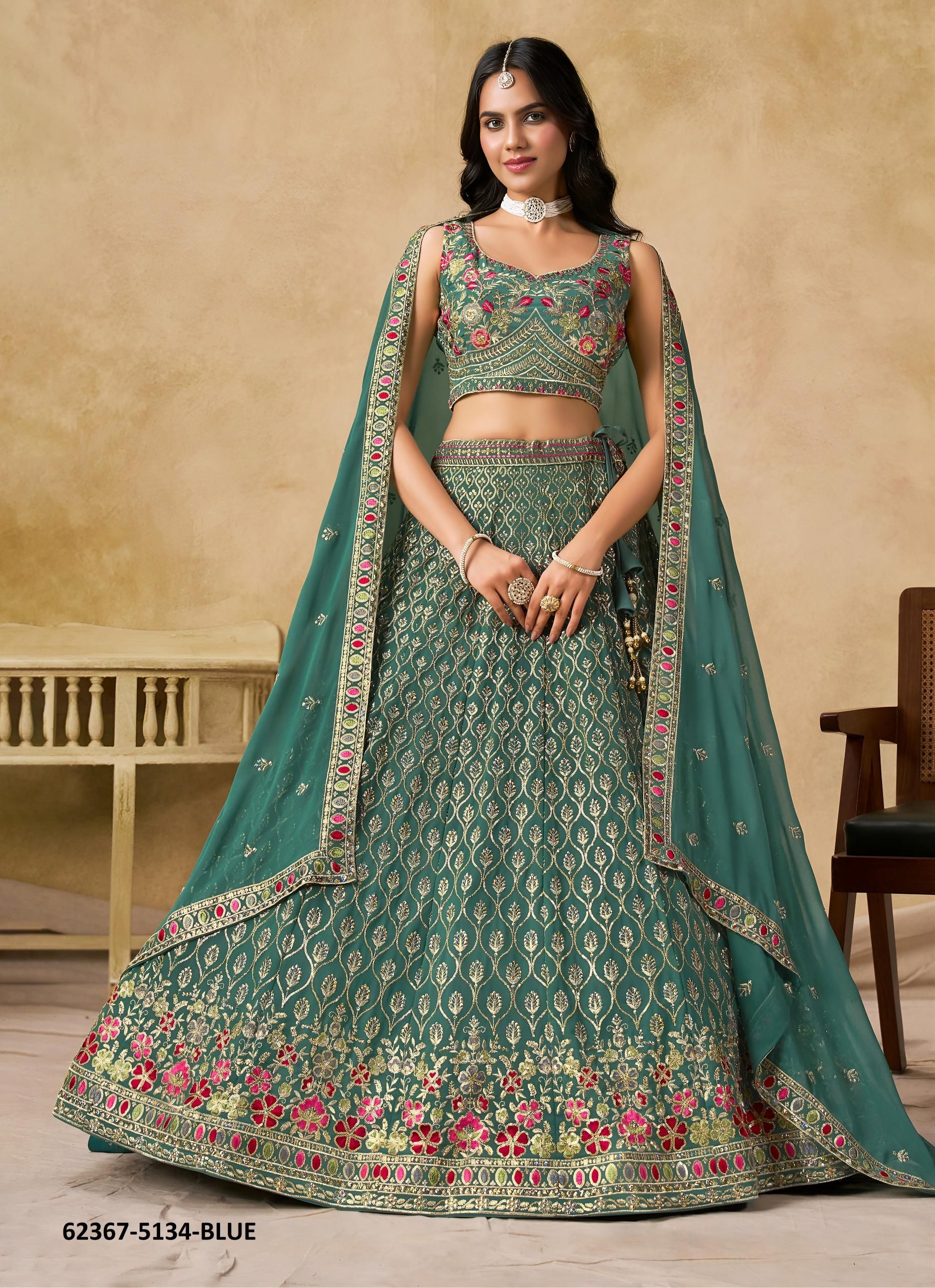 CULTURE - Catalog # 62367 (Set of 5 Semi-Stitched Lehengas) by Desi Muse CULTURE - Catalog # 62367 (Set of 5 Semi-Stitched Lehengas) by Desi Muse