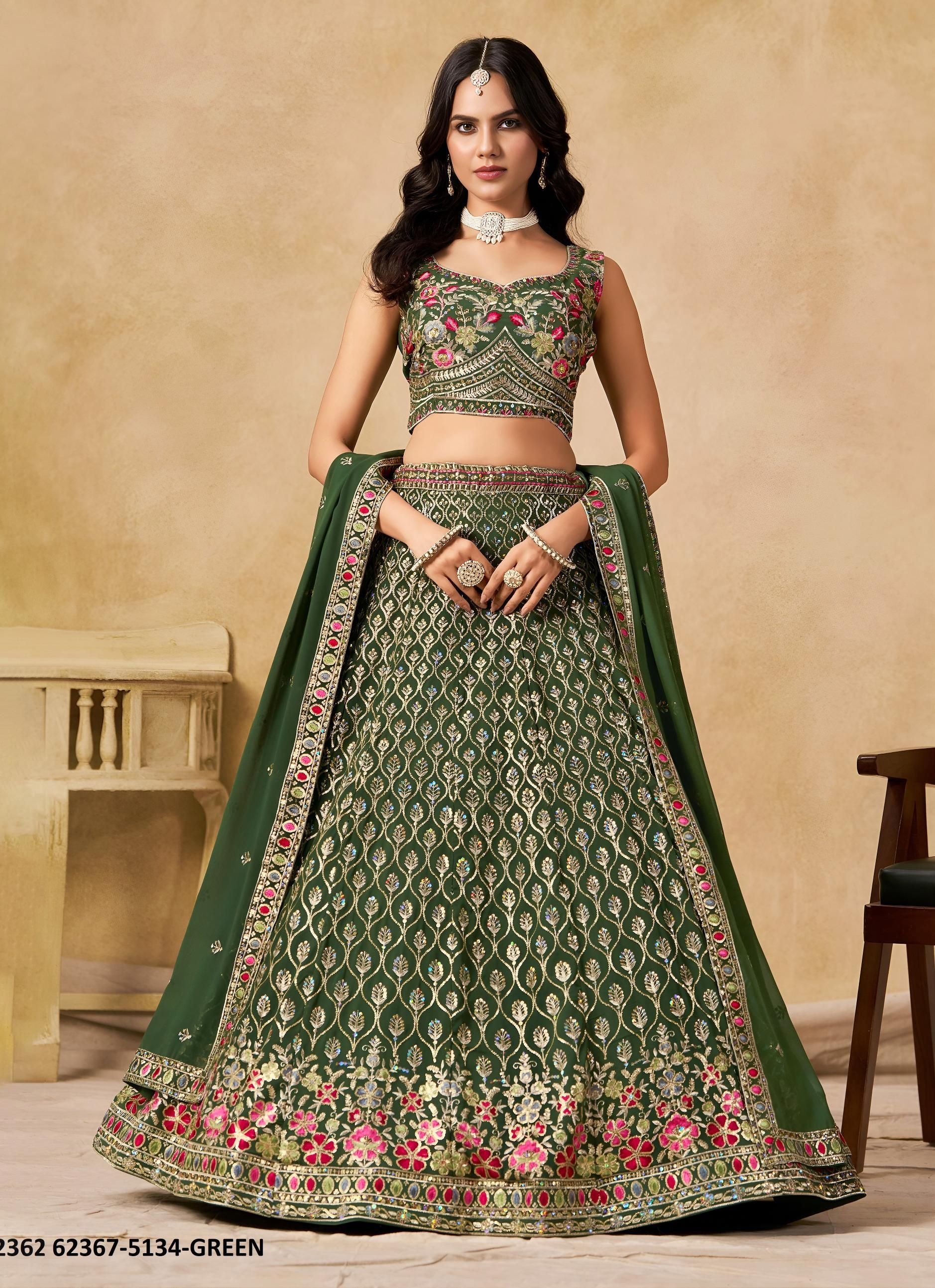 CULTURE - Catalog # 62367 (Set of 5 Semi-Stitched Lehengas) by Desi Muse CULTURE - Catalog # 62367 (Set of 5 Semi-Stitched Lehengas) by Desi Muse