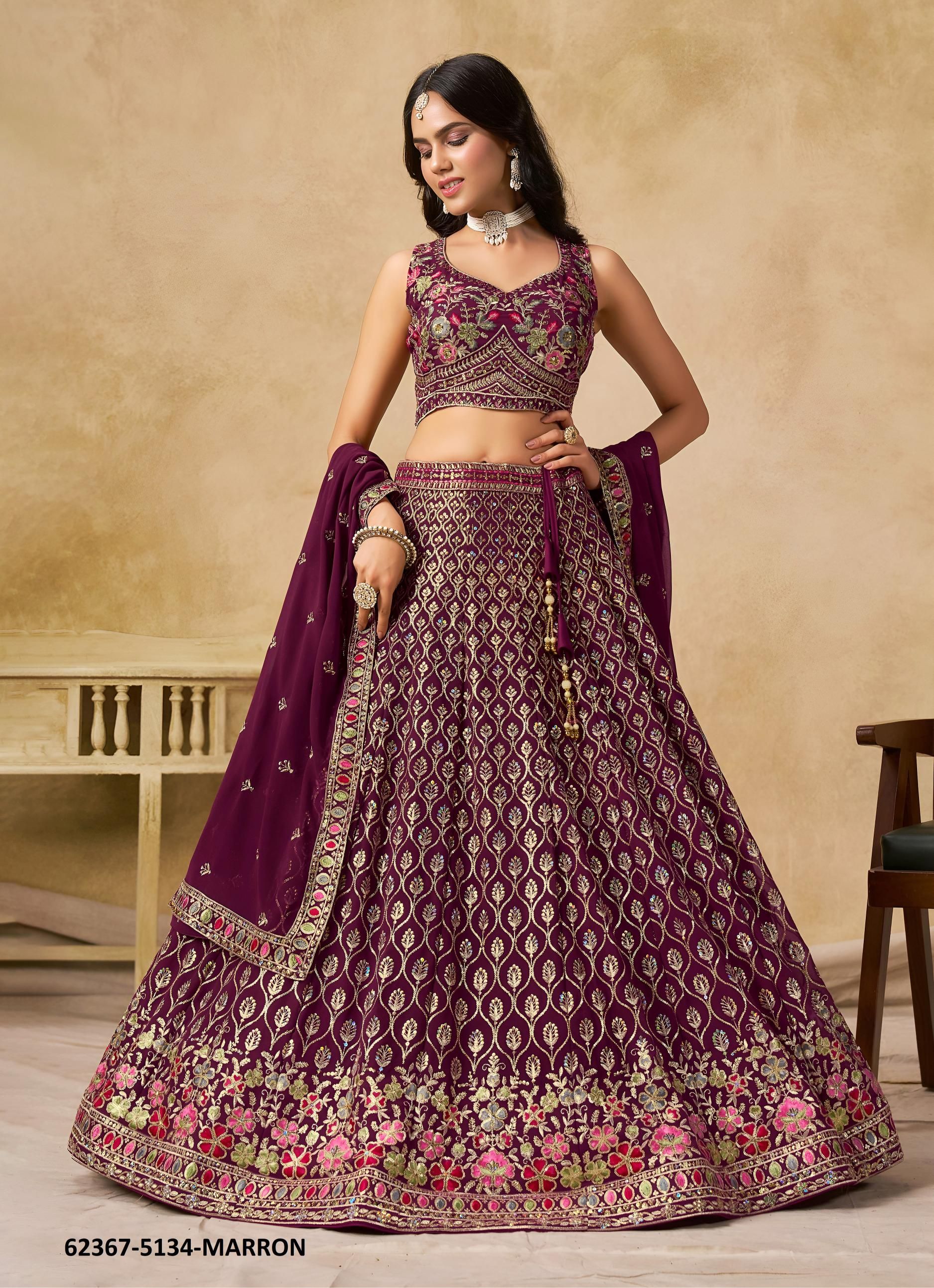 CULTURE - Catalog # 62367 (Set of 5 Semi-Stitched Lehengas) by Desi Muse CULTURE - Catalog # 62367 (Set of 5 Semi-Stitched Lehengas) by Desi Muse