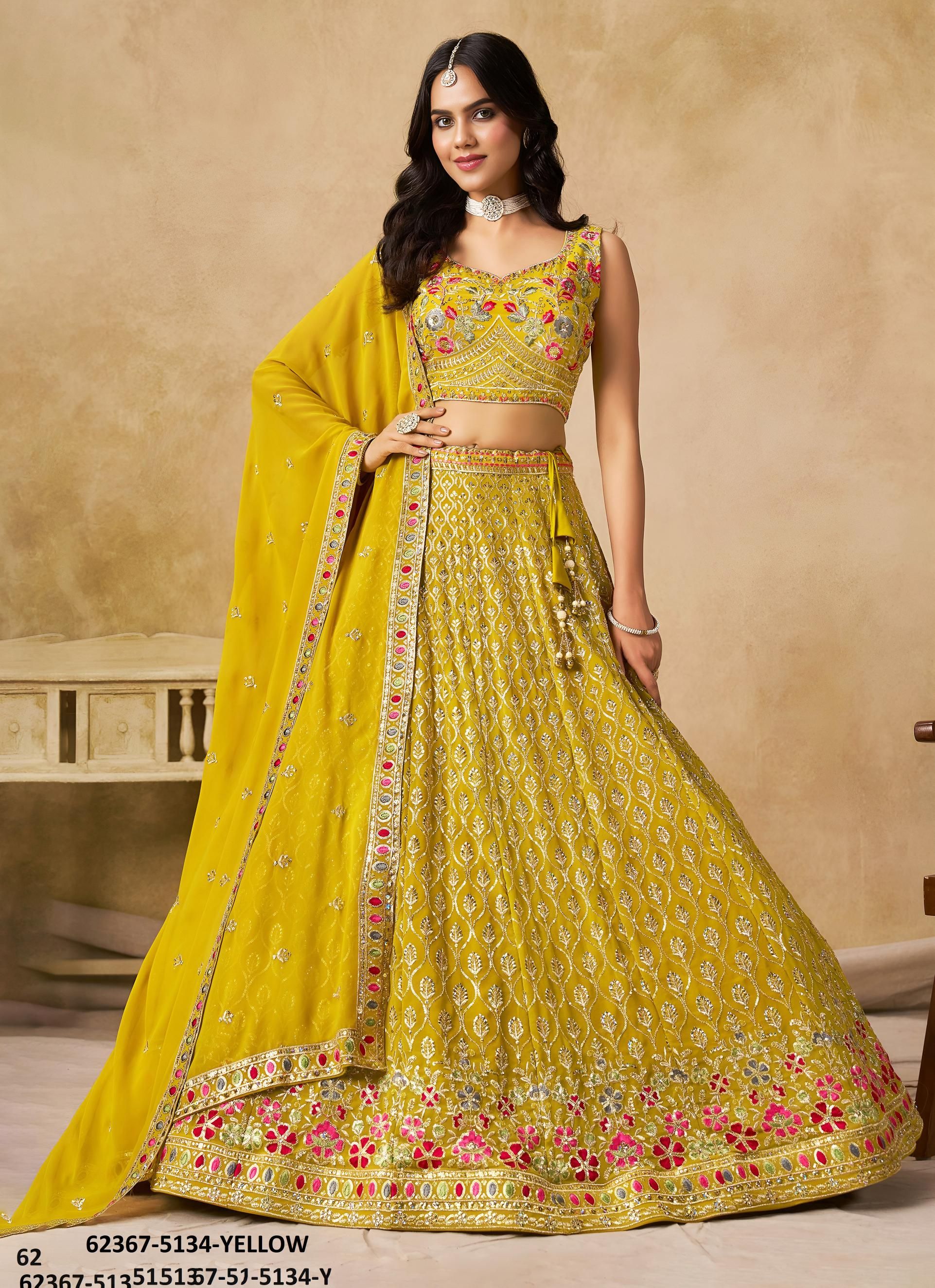 CULTURE - Catalog # 62367 (Set of 5 Semi-Stitched Lehengas) by Desi Muse CULTURE - Catalog # 62367 (Set of 5 Semi-Stitched Lehengas) by Desi Muse