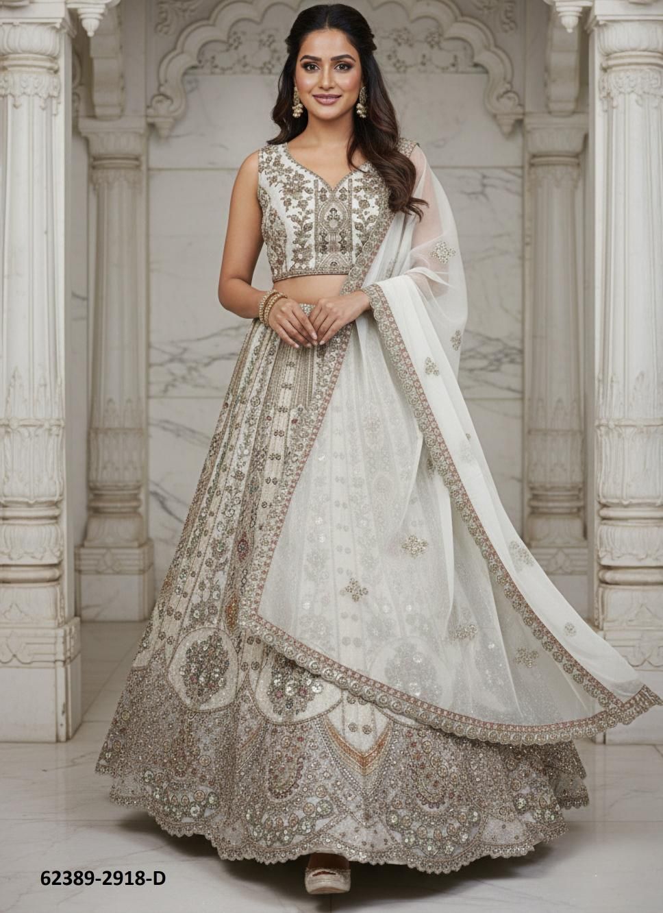 SERIES 2917-2921 - Catalog # 62389 (Set of 16 Semi-Stitched Lehengas) by Jagraasa