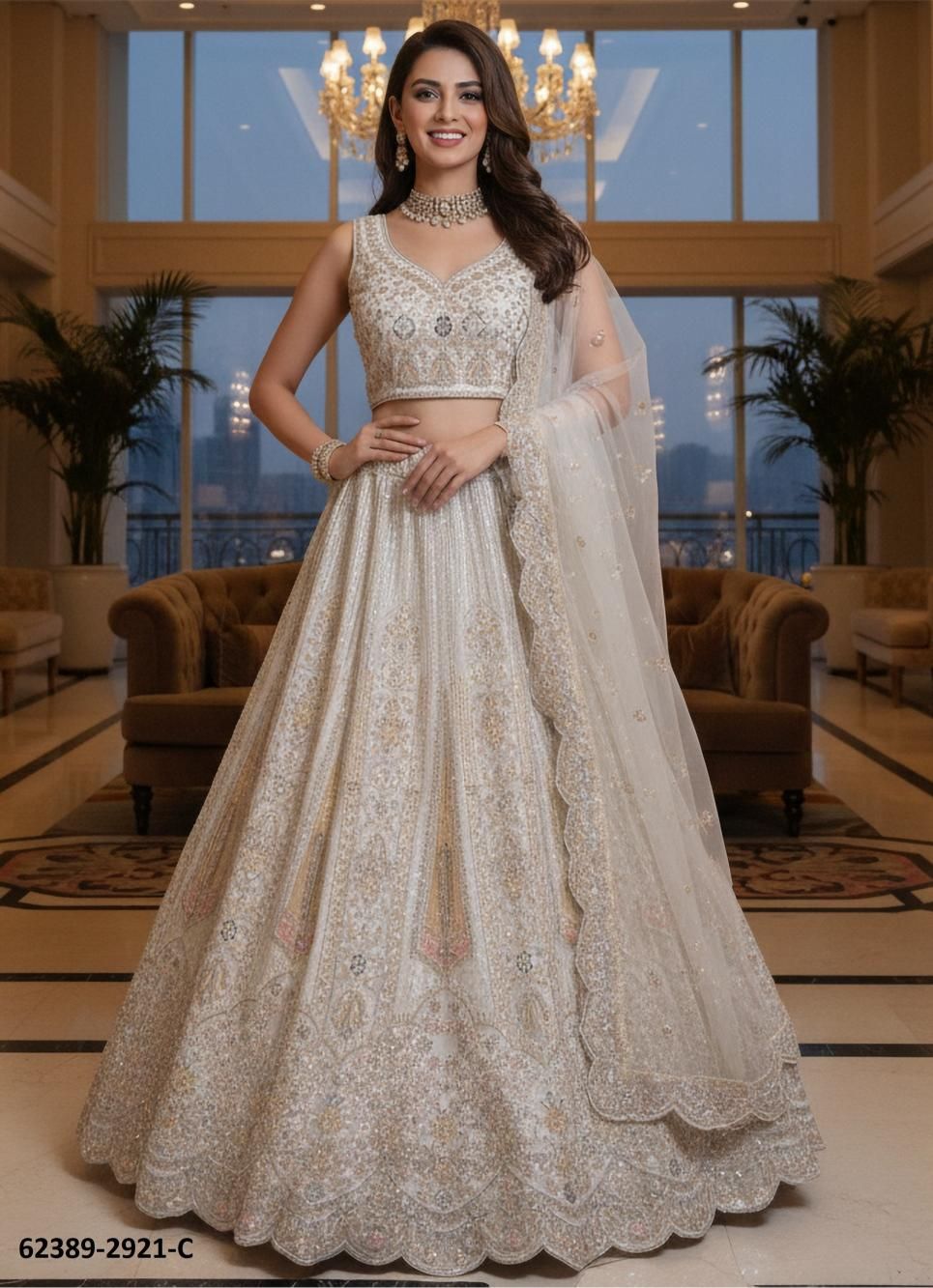 SERIES 2917-2921 - Catalog # 62389 (Set of 16 Semi-Stitched Lehengas) by Jagraasa