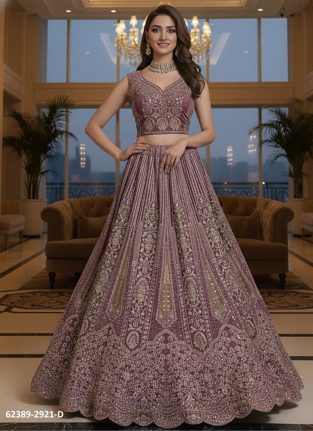 SERIES 2917-2921 - Catalog # 62389 (Set of 16 Semi-Stitched Lehengas) by Jagraasa