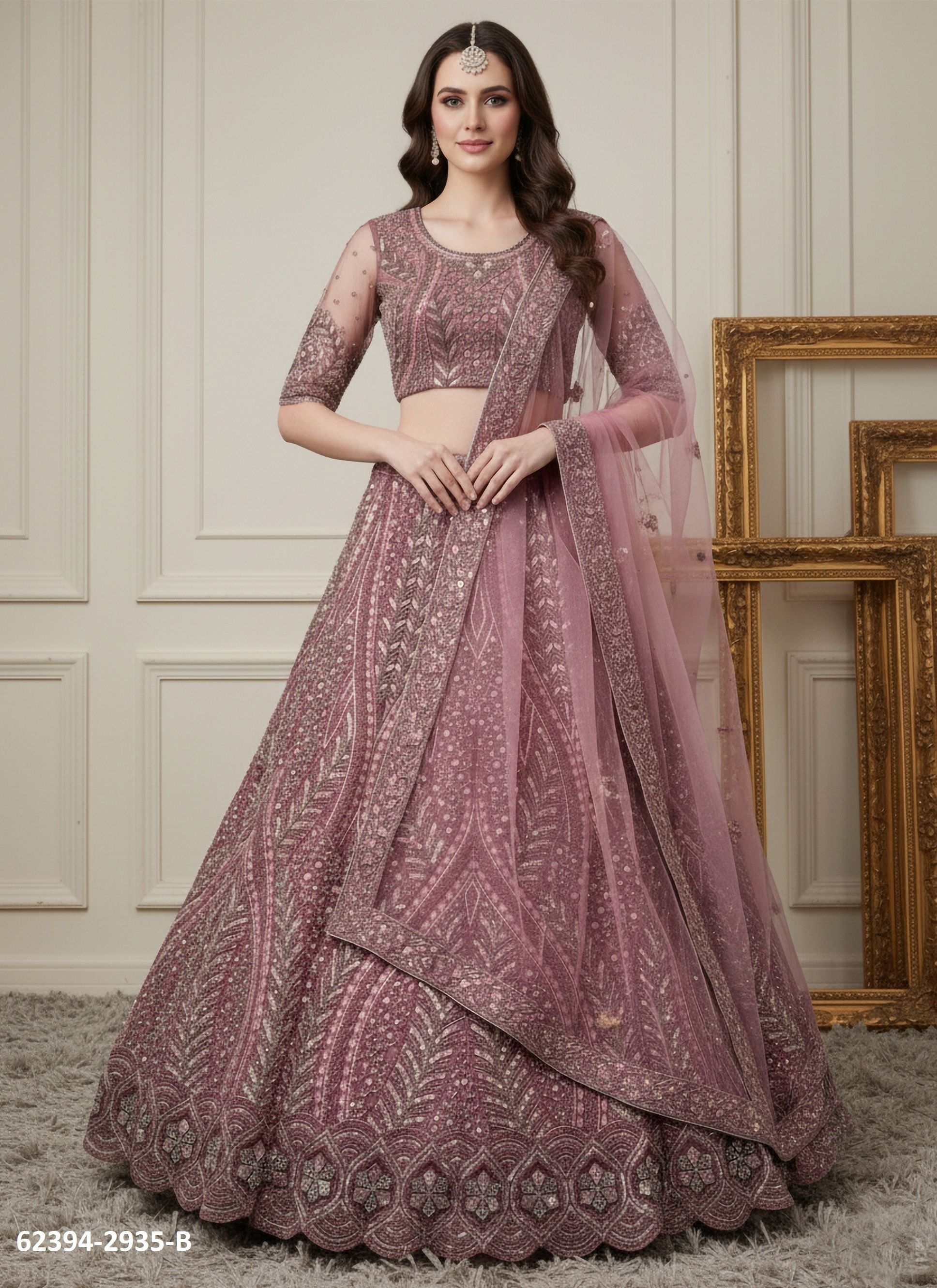 SERIES 2935-2944 - Catalog # 62394 (Set of 10 Semi-Stitched Lehengas) by Aabharan
