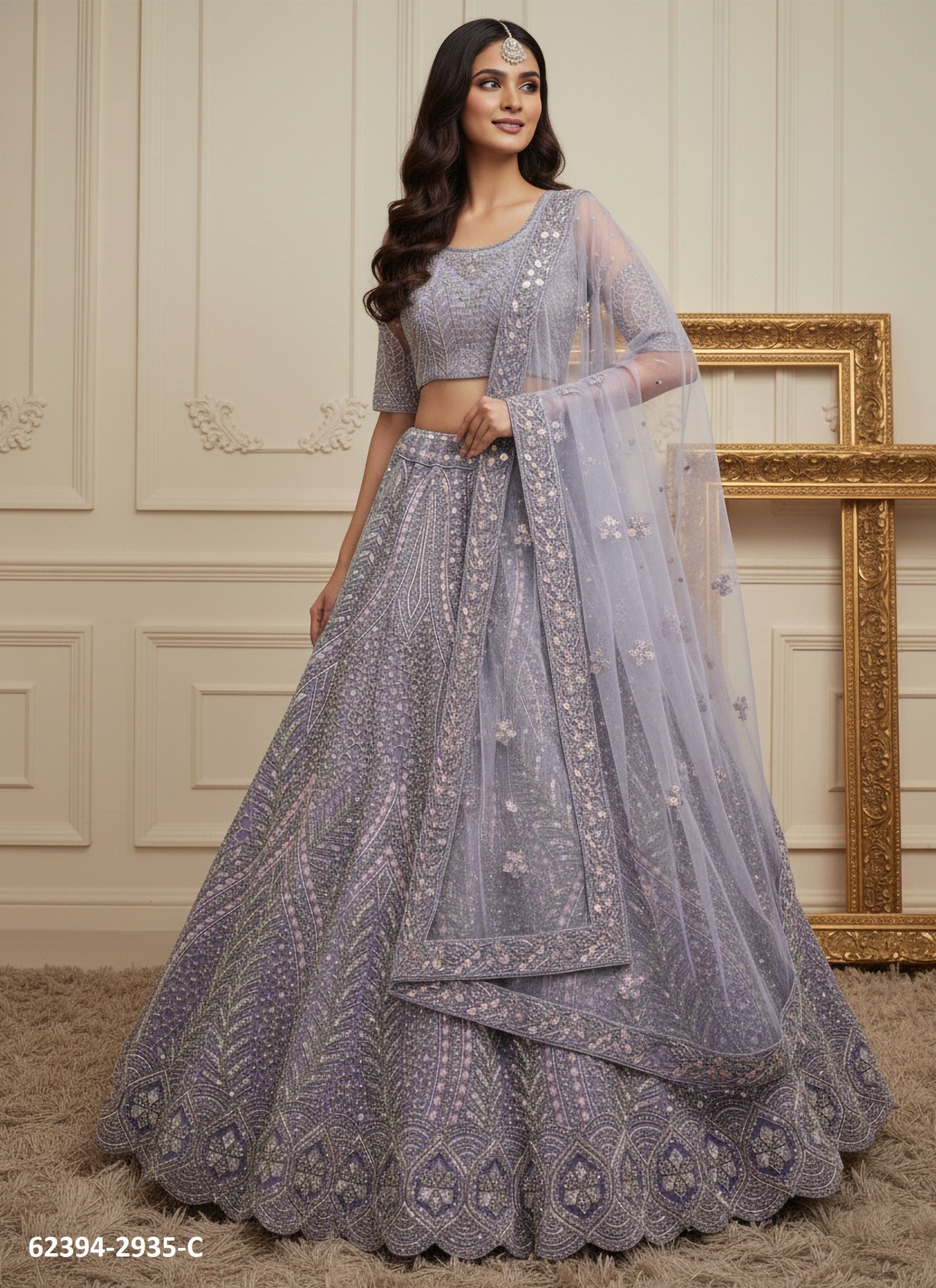 SERIES 2935-2944 - Catalog # 62394 (Set of 10 Semi-Stitched Lehengas) by Aabharan