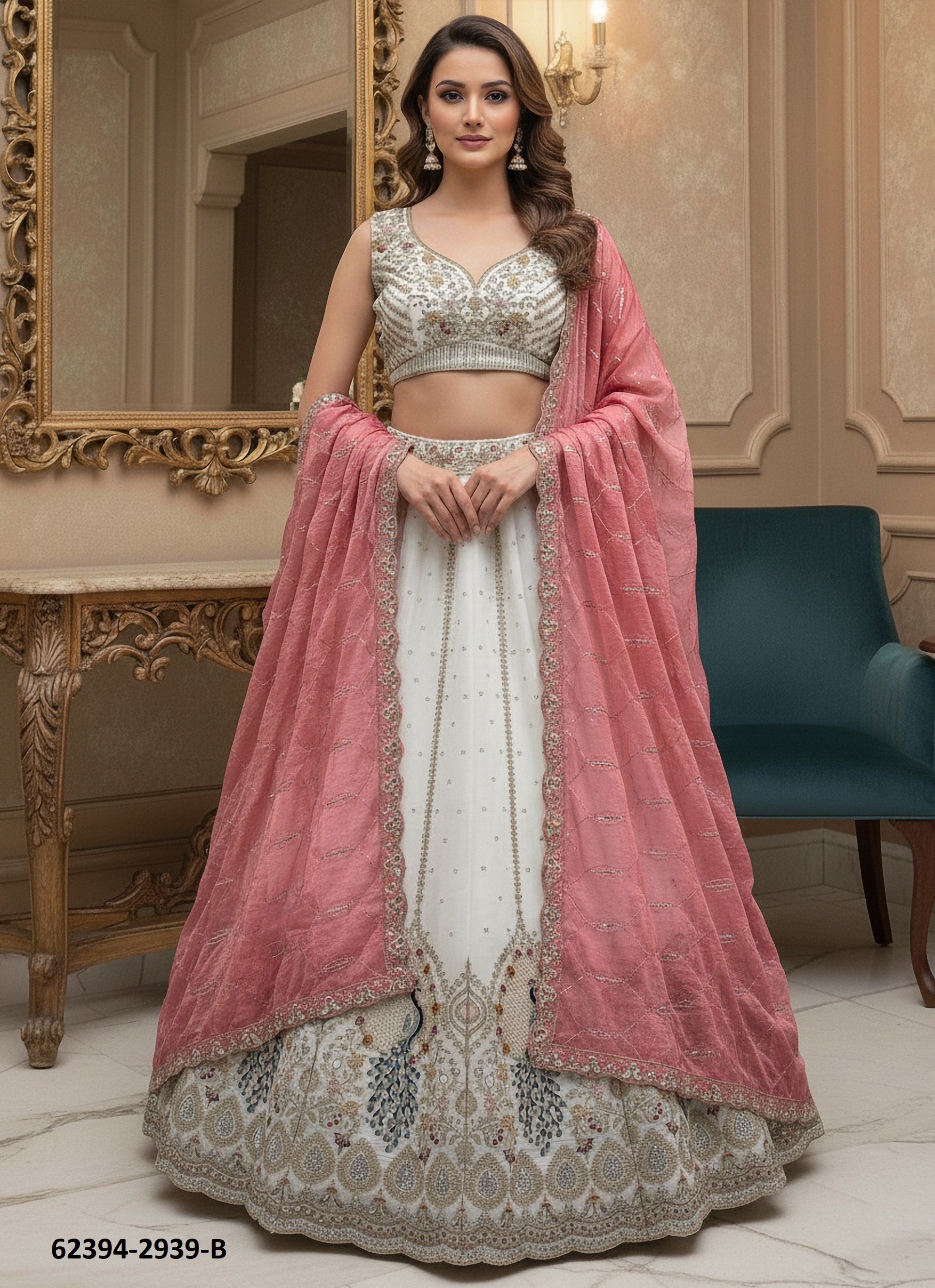 SERIES 2935-2944 - Catalog # 62394 (Set of 10 Semi-Stitched Lehengas) by Aabharan