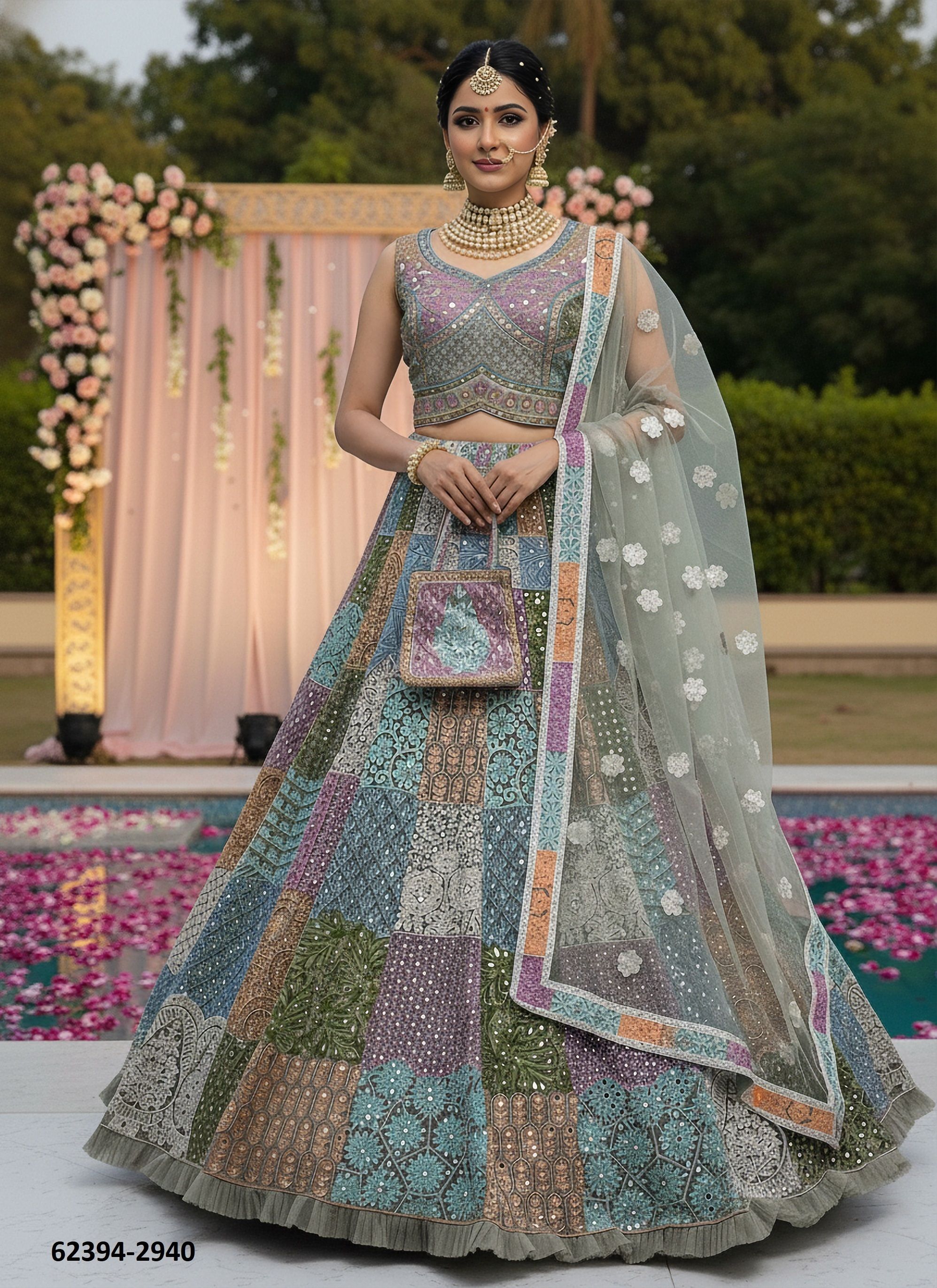 SERIES 2935-2944 - Catalog # 62394 (Set of 10 Semi-Stitched Lehengas) by Aabharan