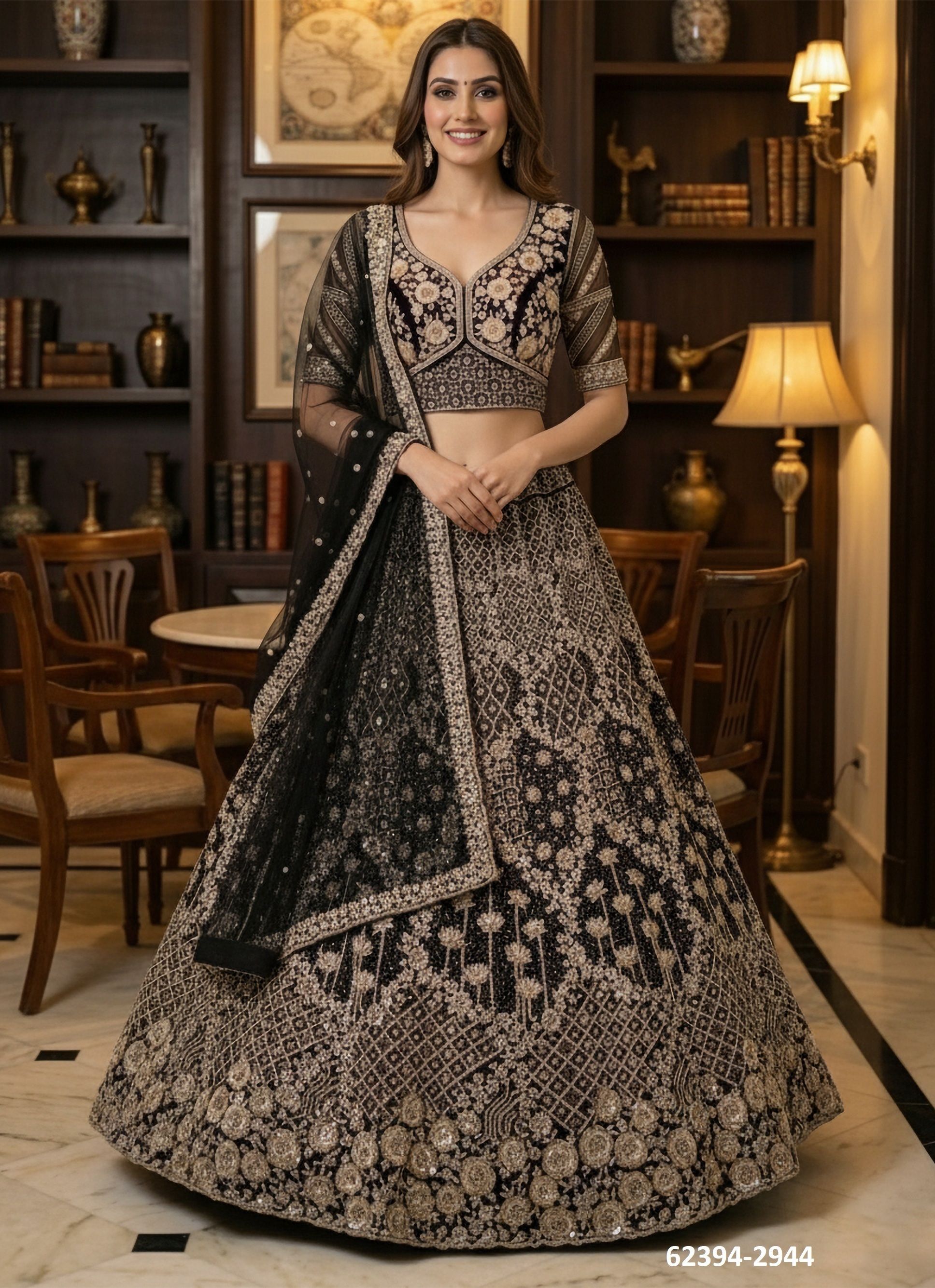 SERIES 2935-2944 - Catalog # 62394 (Set of 10 Semi-Stitched Lehengas) by Aabharan