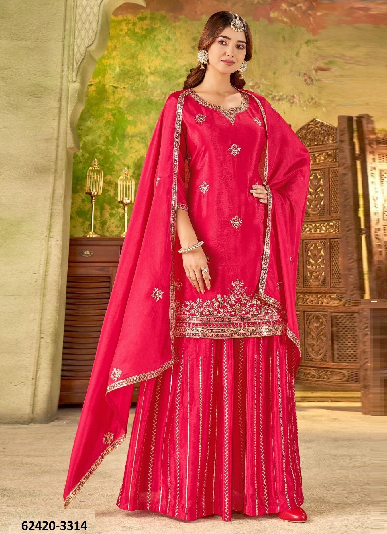 SERIES 3312-3314 - Catalog # 62420 (Set of 4 SIZE-SETS [Readymade Salwar Suits]) by Ladies Flavour