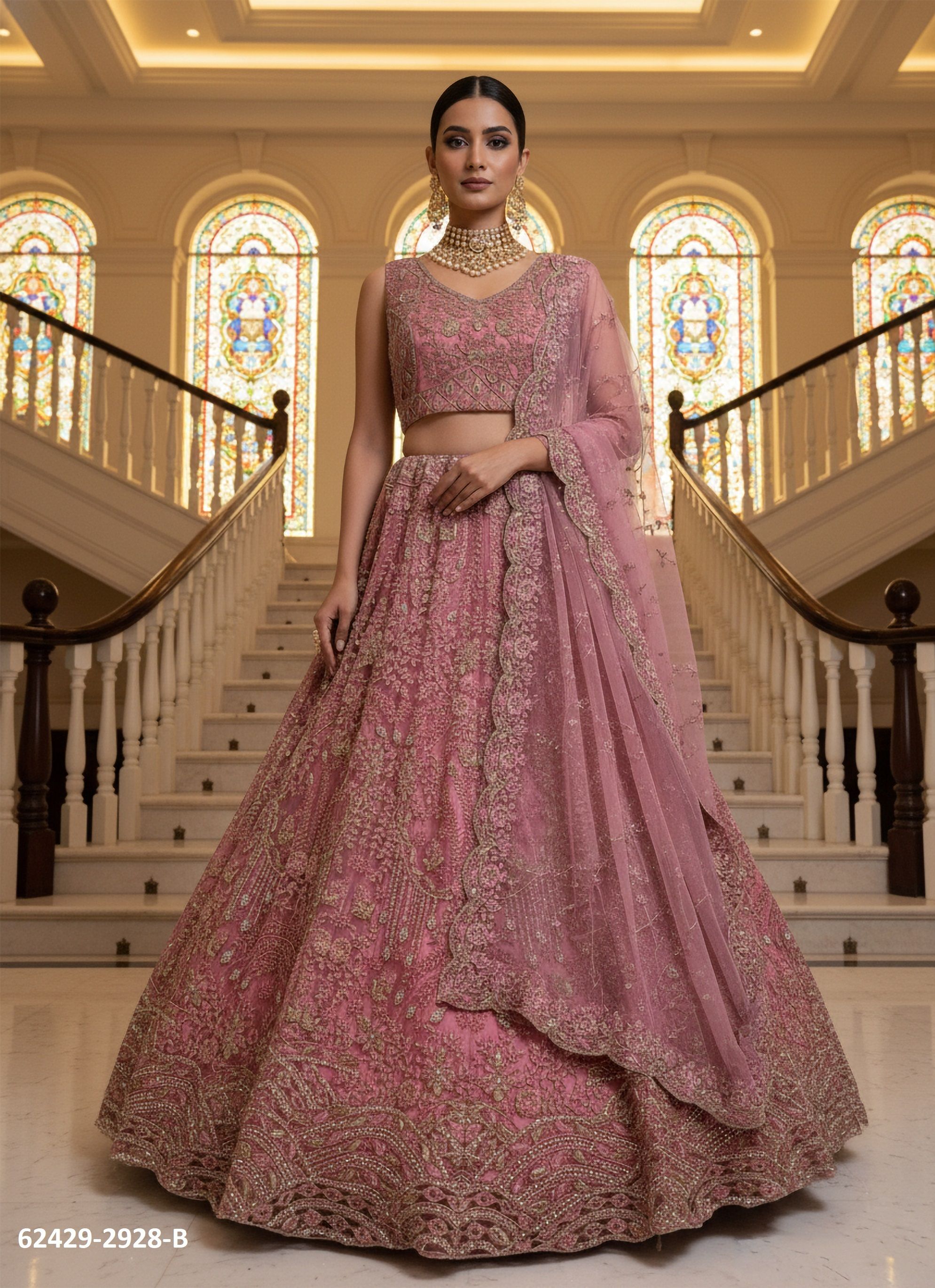 SERIES 2928-2947 - Catalog # 62429 (Set of 11 Semi-Stitched Lehengas) by Desi Muse