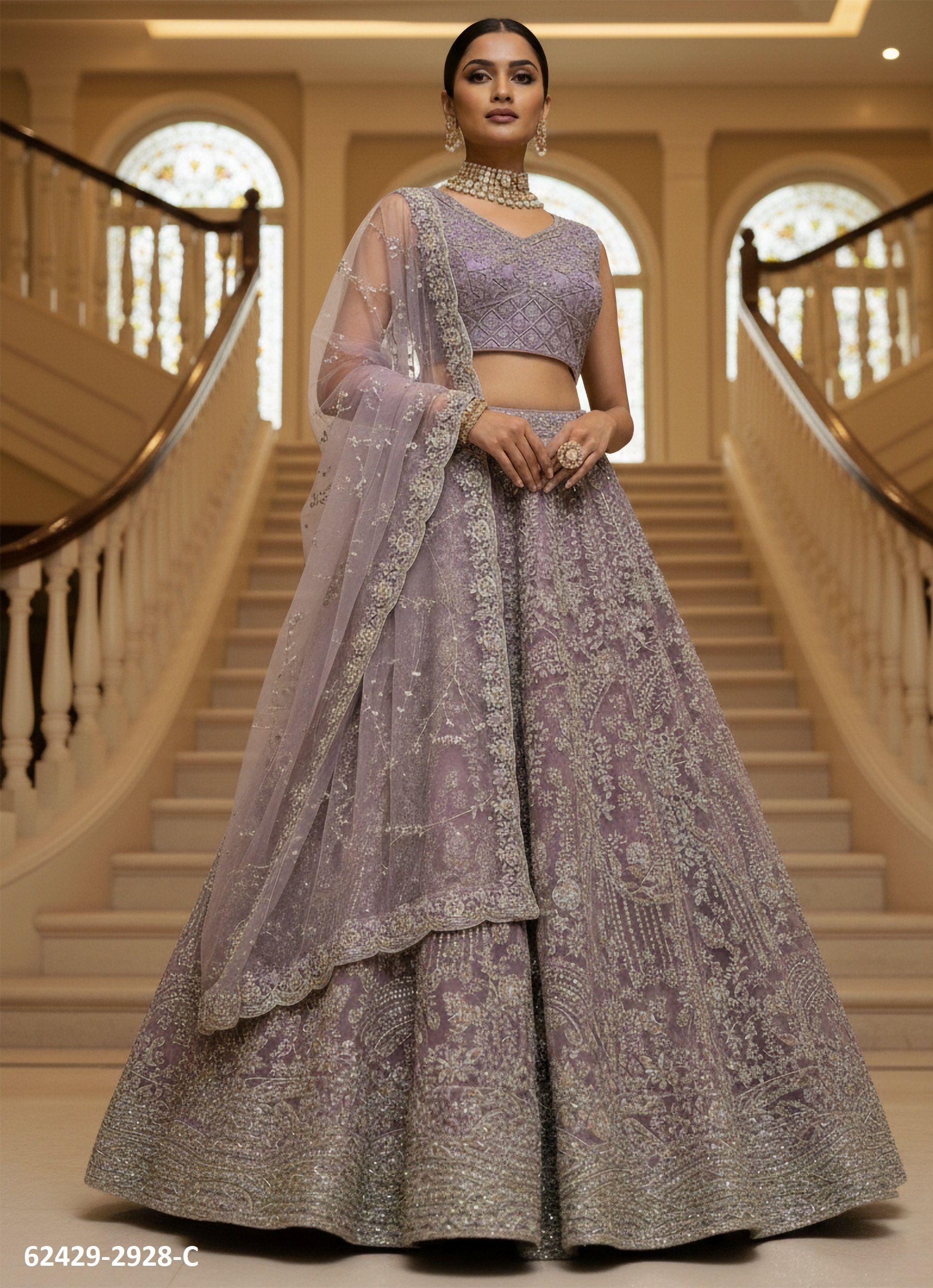 SERIES 2928-2947 - Catalog # 62429 (Set of 11 Semi-Stitched Lehengas) by Desi Muse