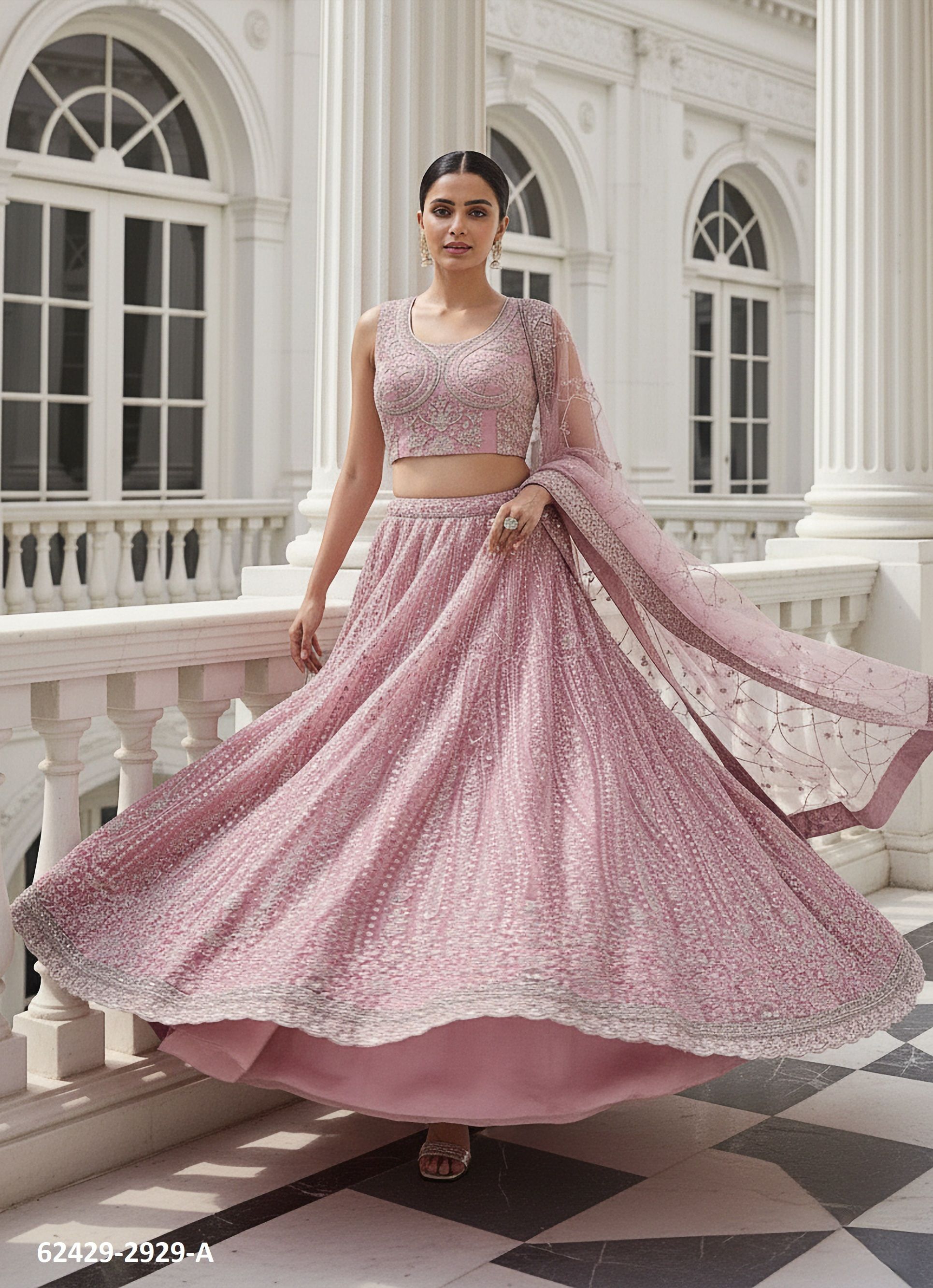SERIES 2928-2947 - Catalog # 62429 (Set of 11 Semi-Stitched Lehengas) by Desi Muse