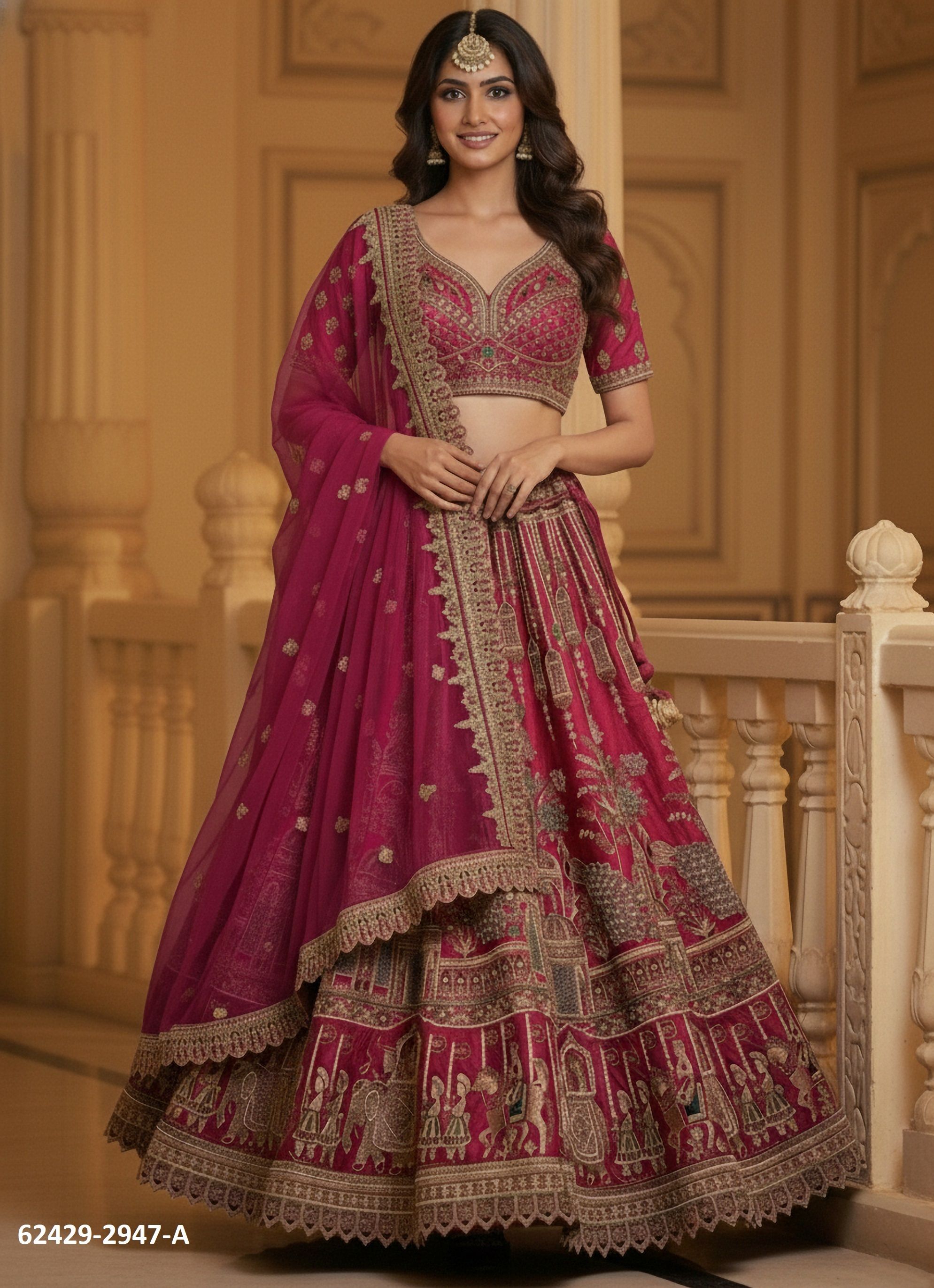 SERIES 2928-2947 - Catalog # 62429 (Set of 11 Semi-Stitched Lehengas) by Desi Muse