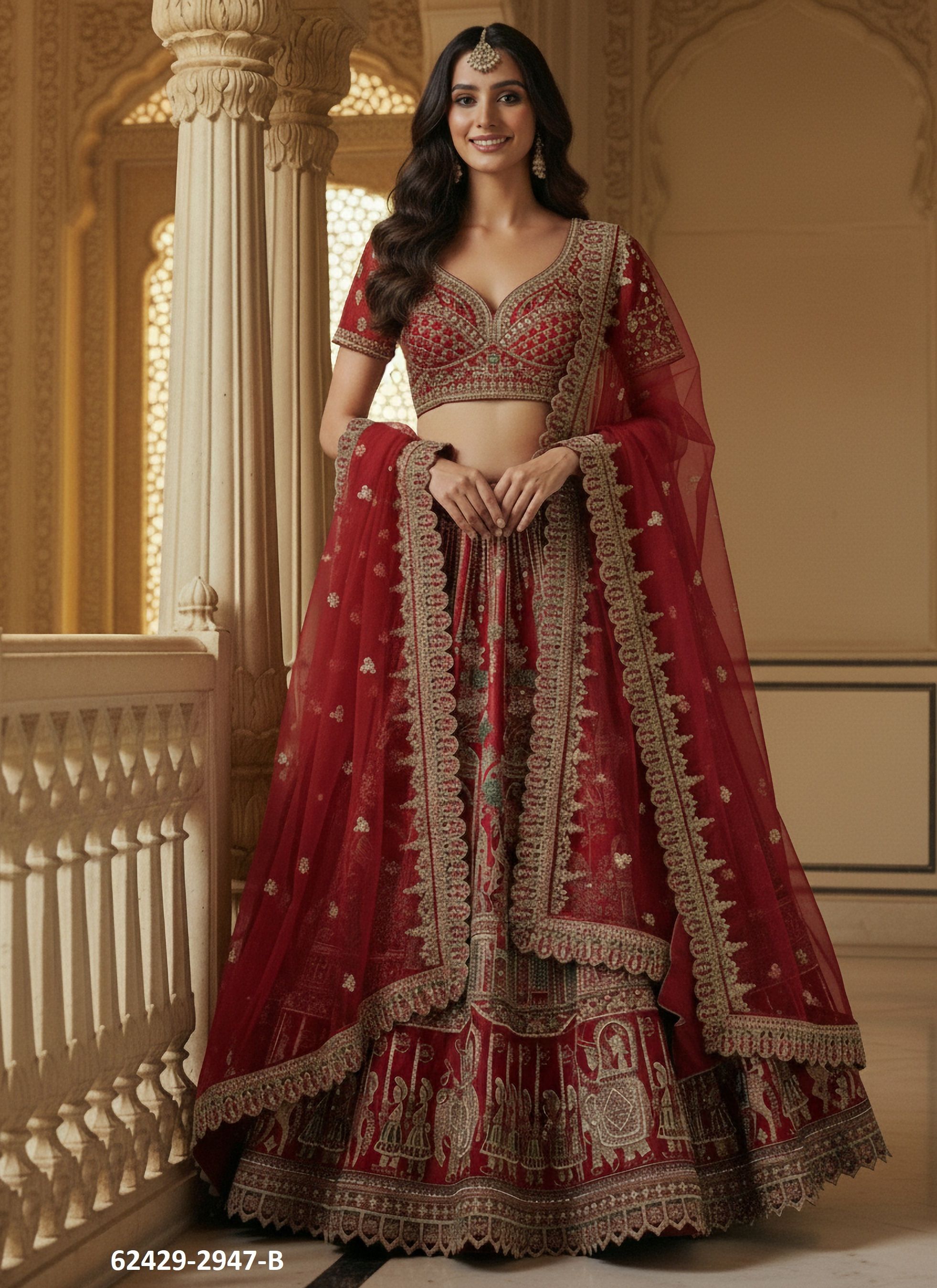 SERIES 2928-2947 - Catalog # 62429 (Set of 11 Semi-Stitched Lehengas) by Desi Muse
