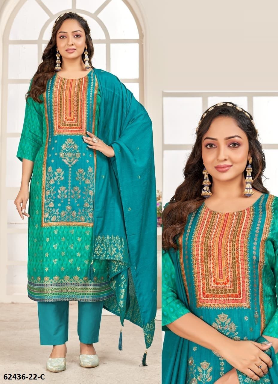 SERIES P22 - Catalog # 62436 (Set of 4 SIZE-SETS [Readymade Salwar Suits]) by Aabharan
