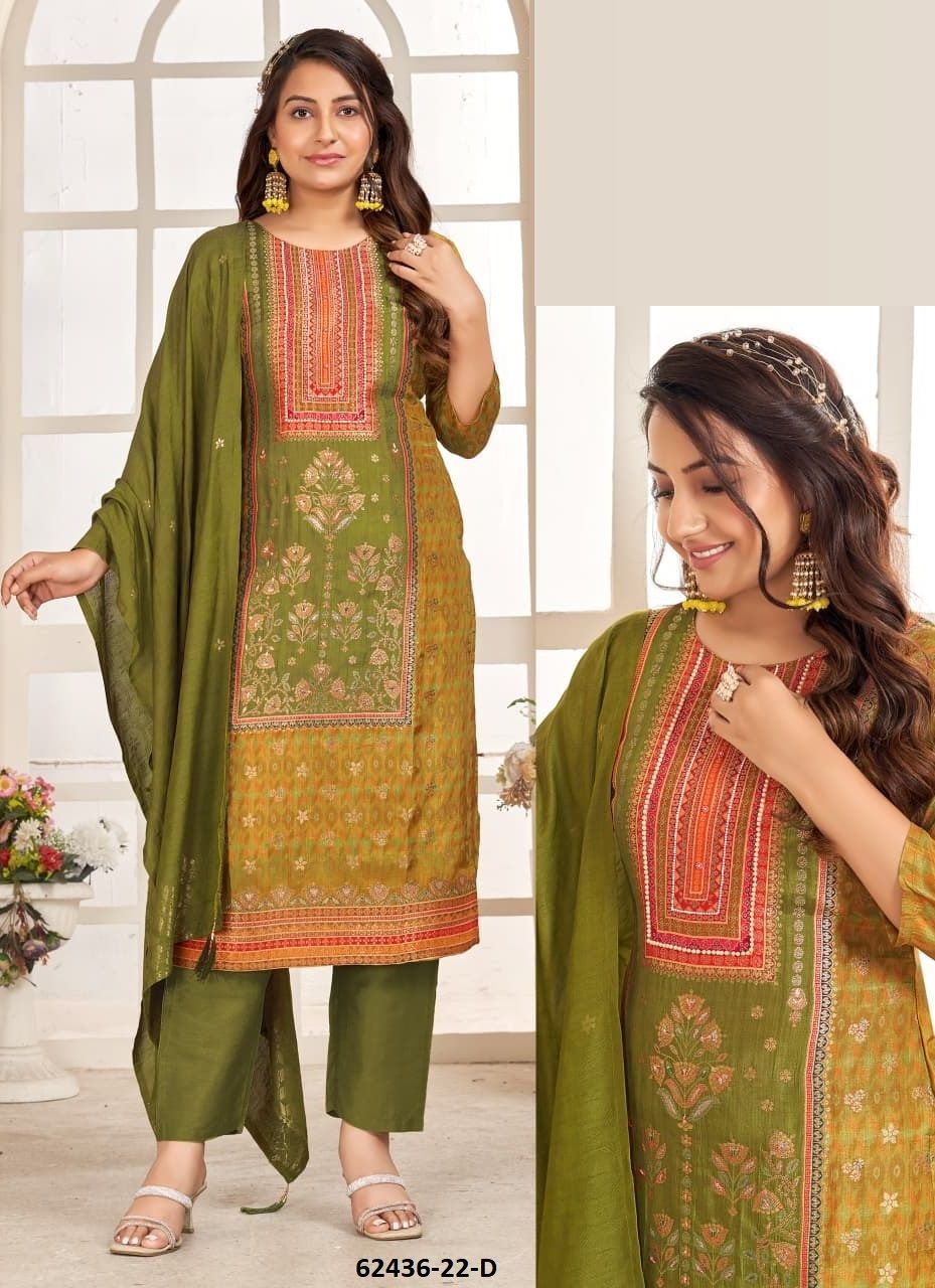 SERIES P22 - Catalog # 62436 (Set of 4 SIZE-SETS [Readymade Salwar Suits]) by Aabharan
