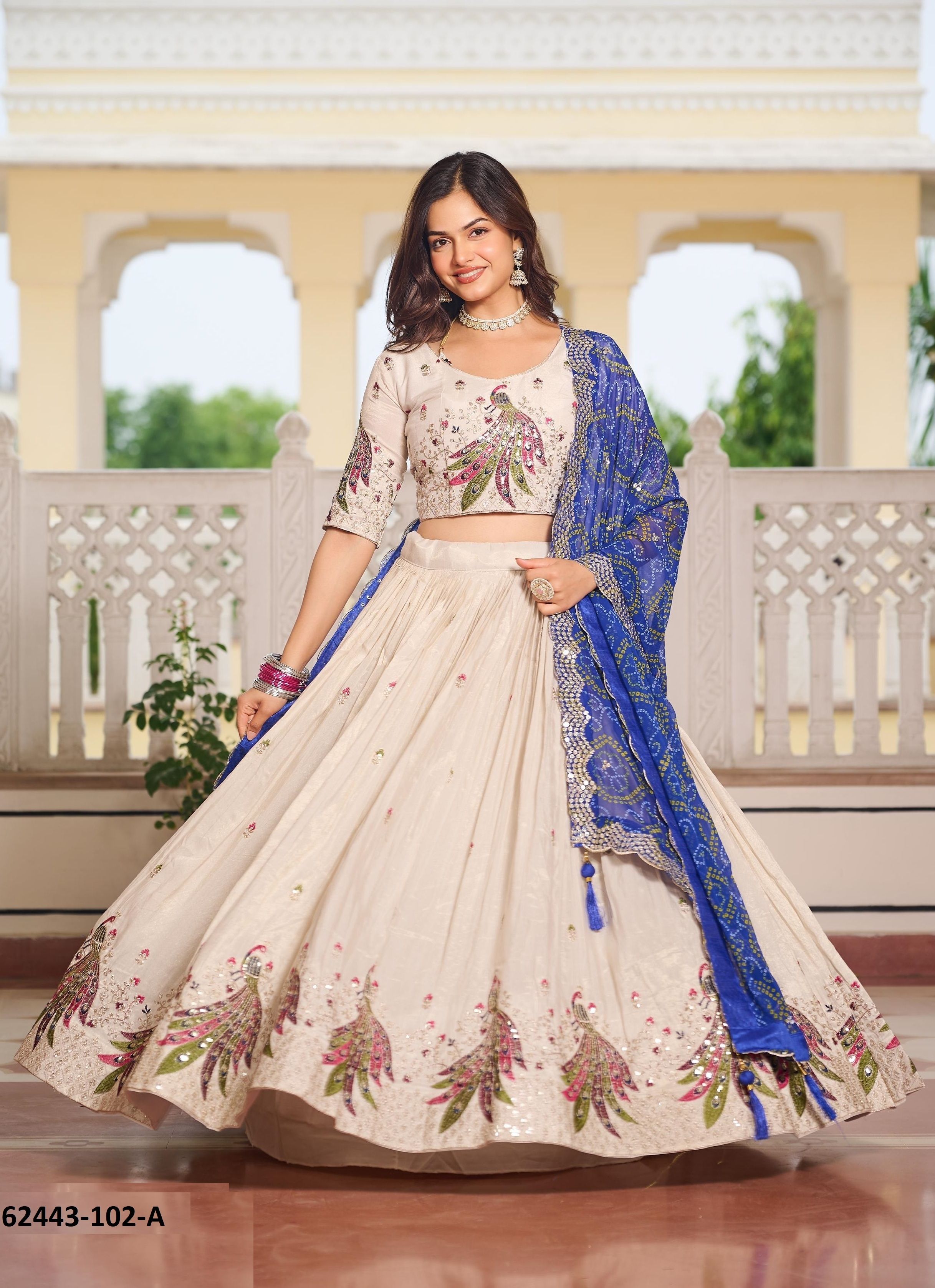 SERIES 102 - Catalog # 62443 (Set of 5 Readymade Lehengas) by Meheriya SERIES 102 - Catalog # 62443 (Set of 5 Readymade Lehengas) by Meheriya
