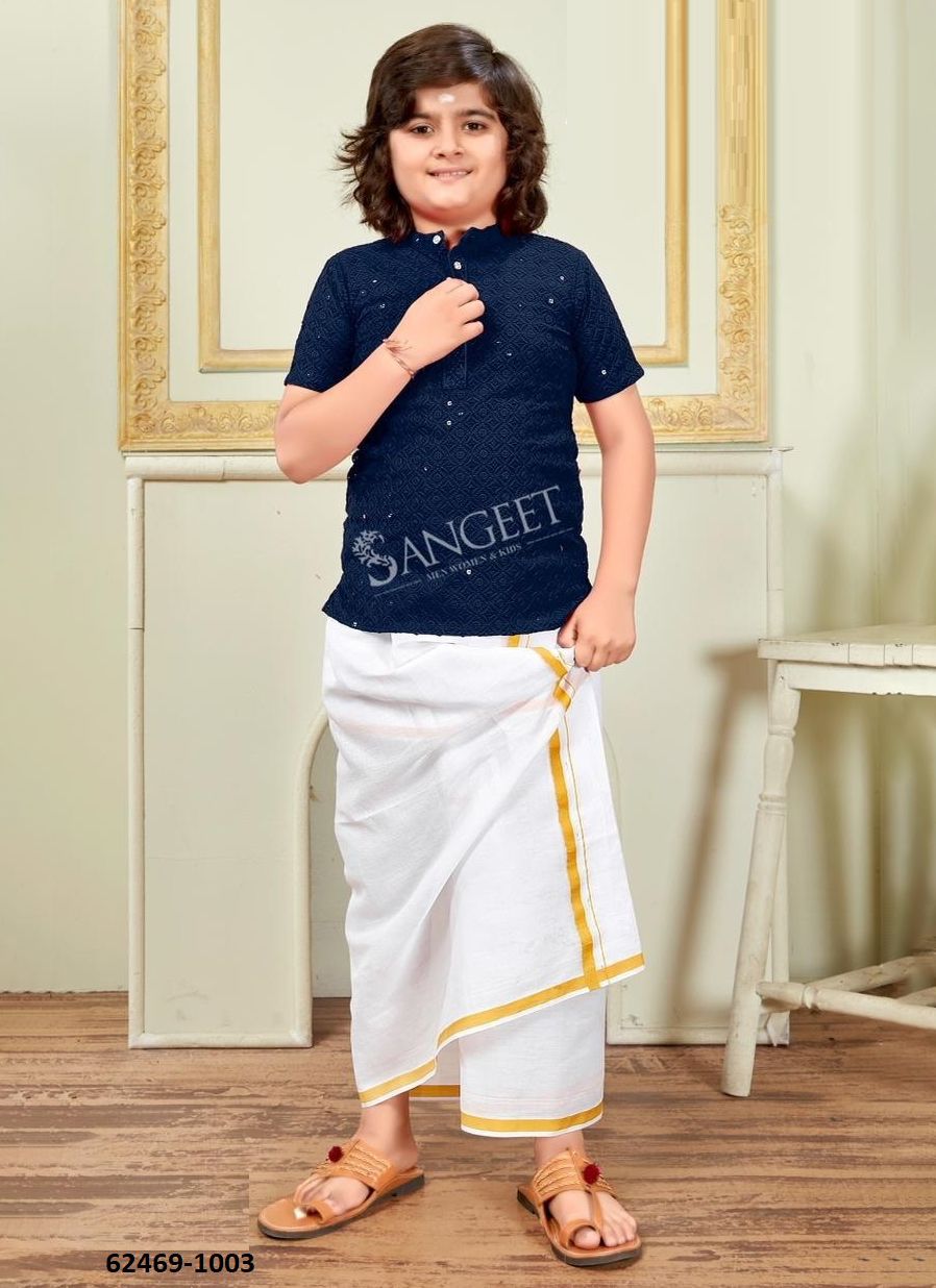 ROYAL SCHIFFLI [KIDS WEAR] - Catalog # 62469 (Set of 5 Men's Ethnic Wear) MADE IN INDIA BY Sangeet