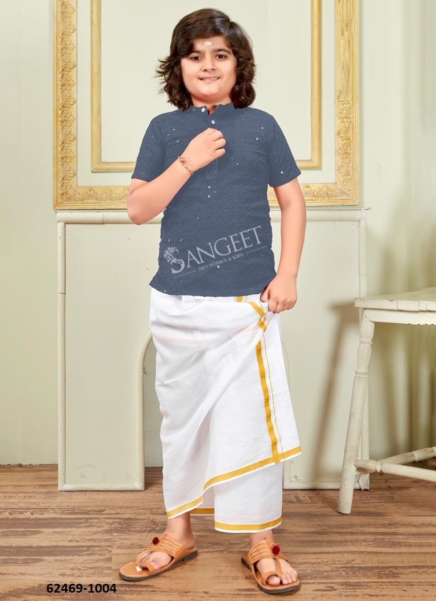 ROYAL SCHIFFLI [KIDS WEAR] - Catalog # 62469 (Set of 5 Men's Ethnic Wear) MADE IN INDIA BY Sangeet