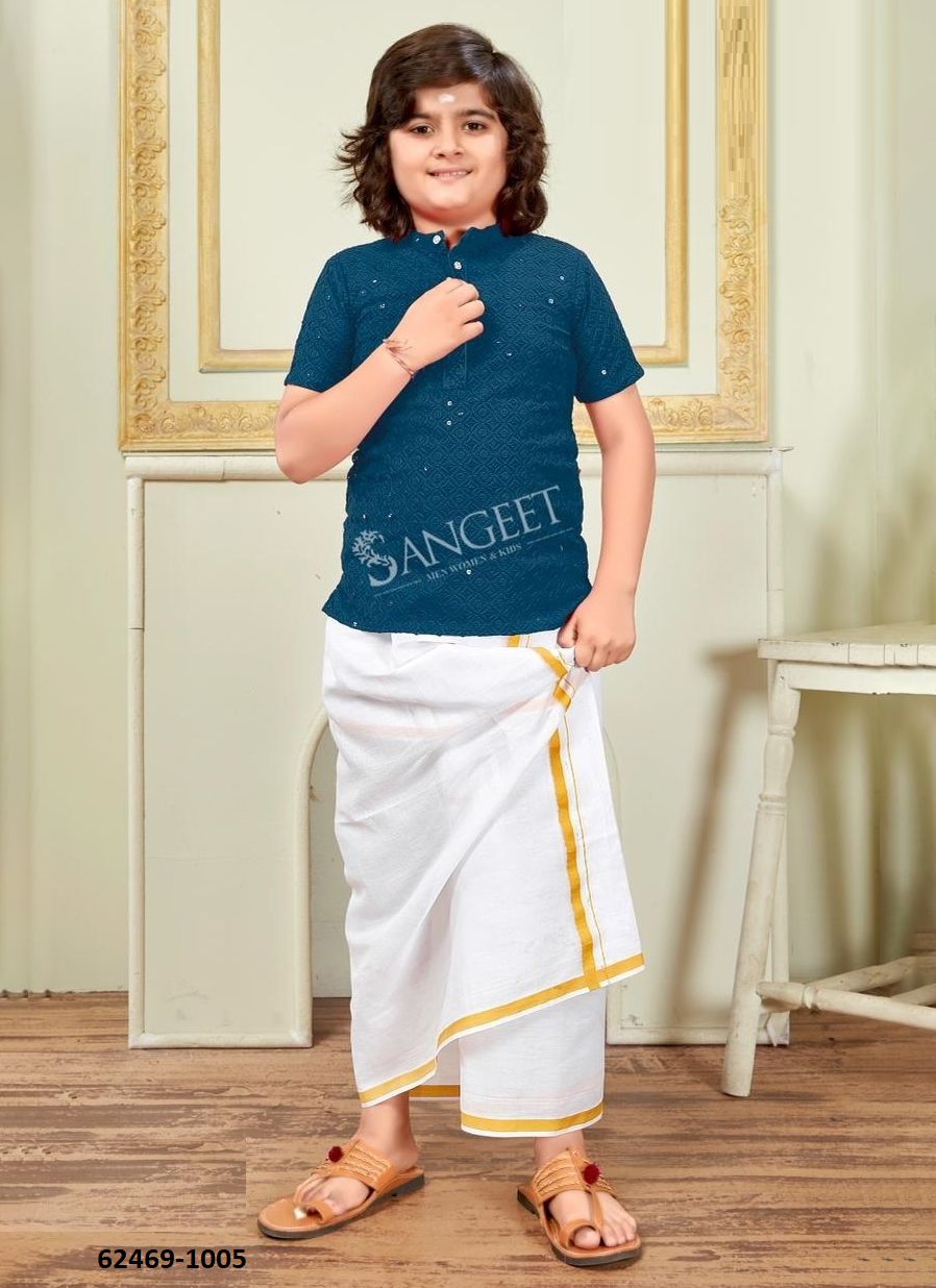 ROYAL SCHIFFLI [KIDS WEAR] - Catalog # 62469 (Set of 5 Men's Ethnic Wear) MADE IN INDIA BY Sangeet