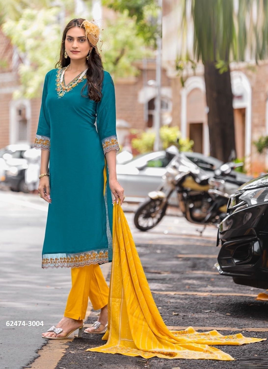RAJRANI - Catalog # 62474 (Set of 6 Readymade Salwar Suits) MADE IN INDIA BY Wooglee Fashions