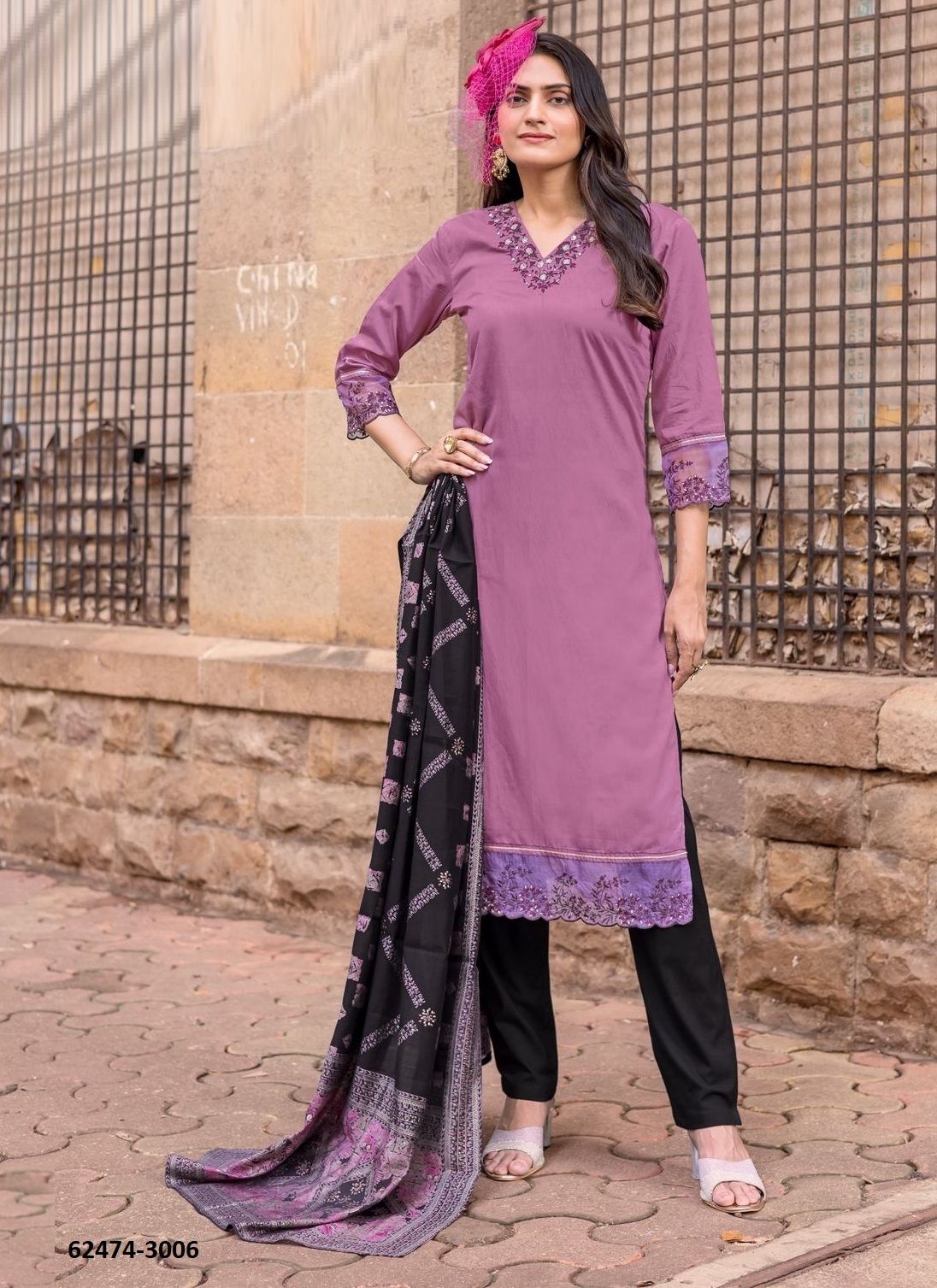 RAJRANI - Catalog # 62474 (Set of 6 Readymade Salwar Suits) MADE IN INDIA BY Wooglee Fashions