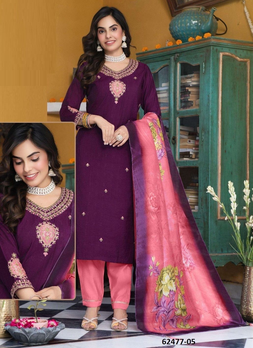 VANIJYA - Catalog # 62477 (Set of 6 Readymade Salwar Suits) by Kaya Ahmedabad