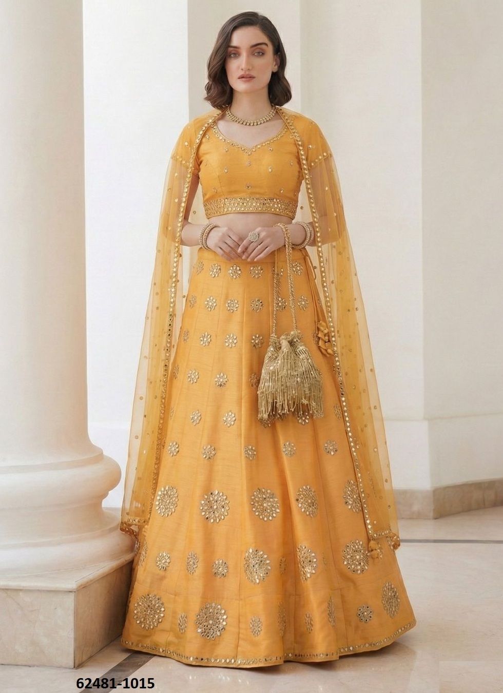 MIRROR MAZE - Catalog # 62481 (Set of 4 Semi-Stitched Lehengas) by Alizeh Official