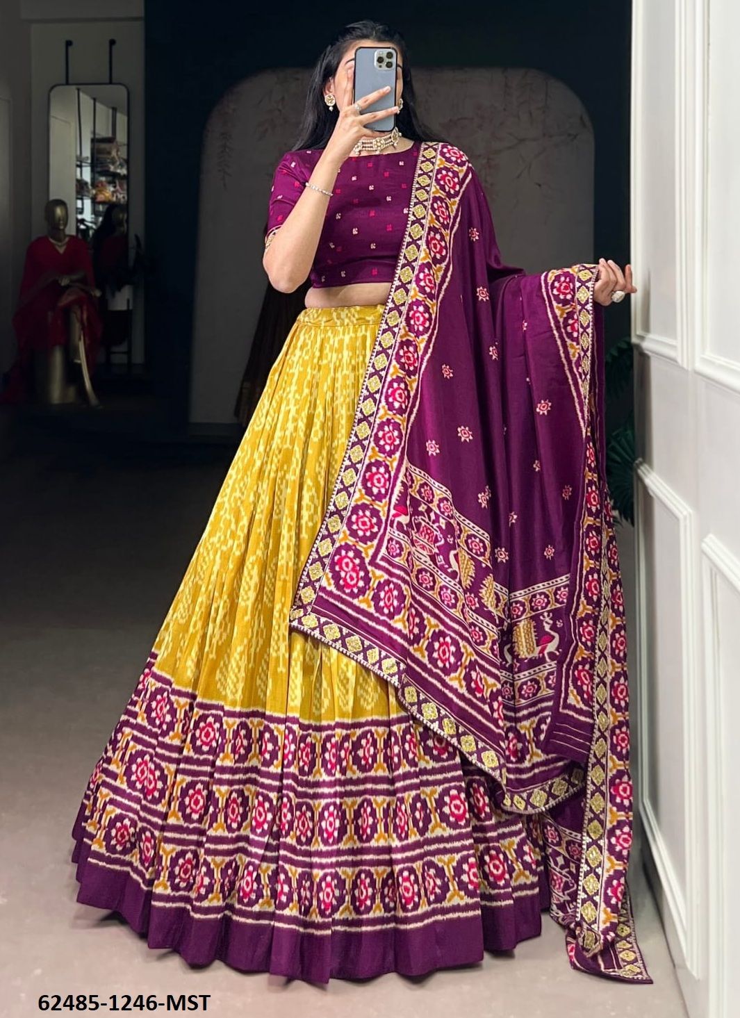 SERIES 1246 - Catalog # 62485 (Set of 4 Semi-Stitched Lehengas) by Jagraasa SERIES 1246 - Catalog # 62485 (Set of 4 Semi-Stitched Lehengas) by Jagraasa